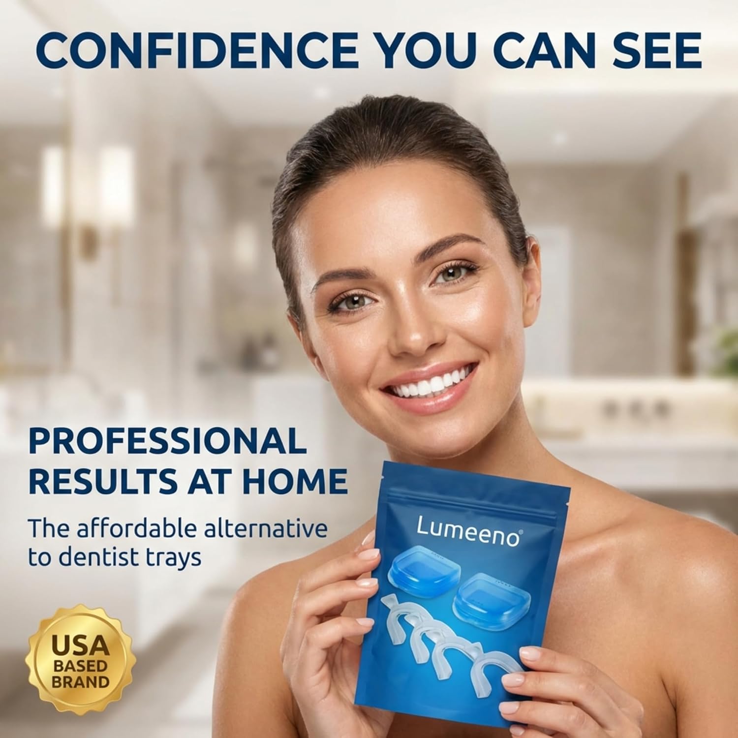 Lumeeno Moldable Teeth Whitening Trays for Gel Compatible with Opalescence and All Gels - 4 Trays & 2 Storage Cases Thin, Trimmable, BPA-Free