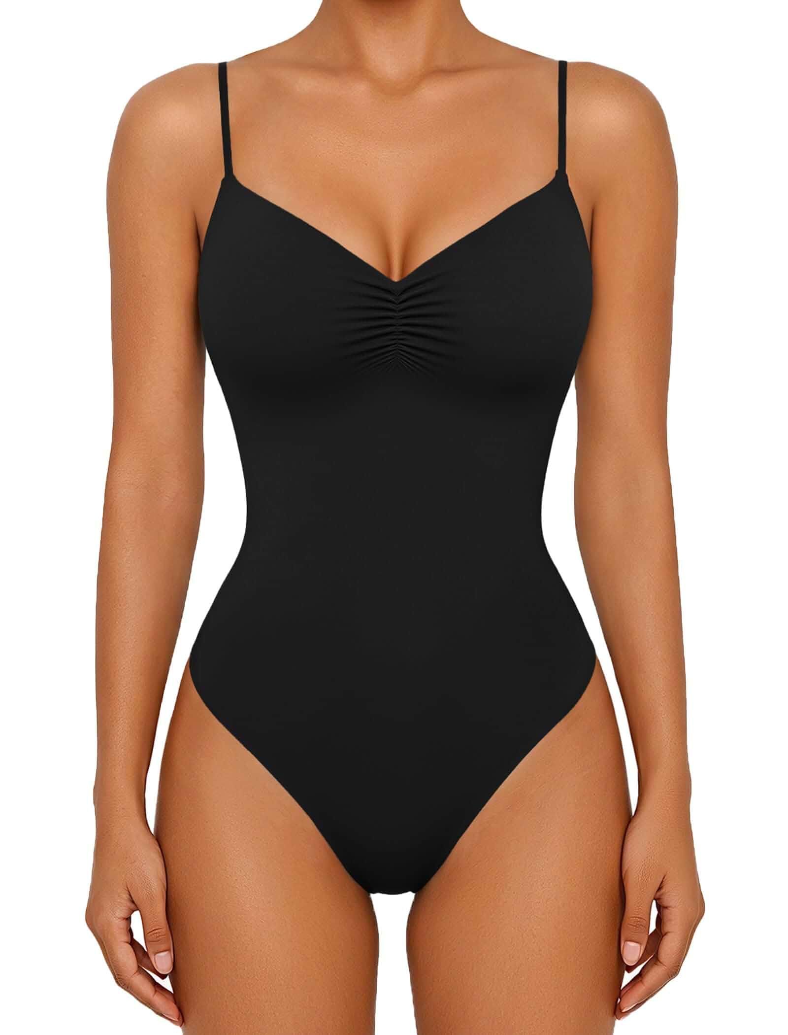 Avidlove Body Suits for Womens Sexy Ruched V Neck Bodysuits Backless Going Out Tank Tops Club Concert Summer Outfits Sleeveless