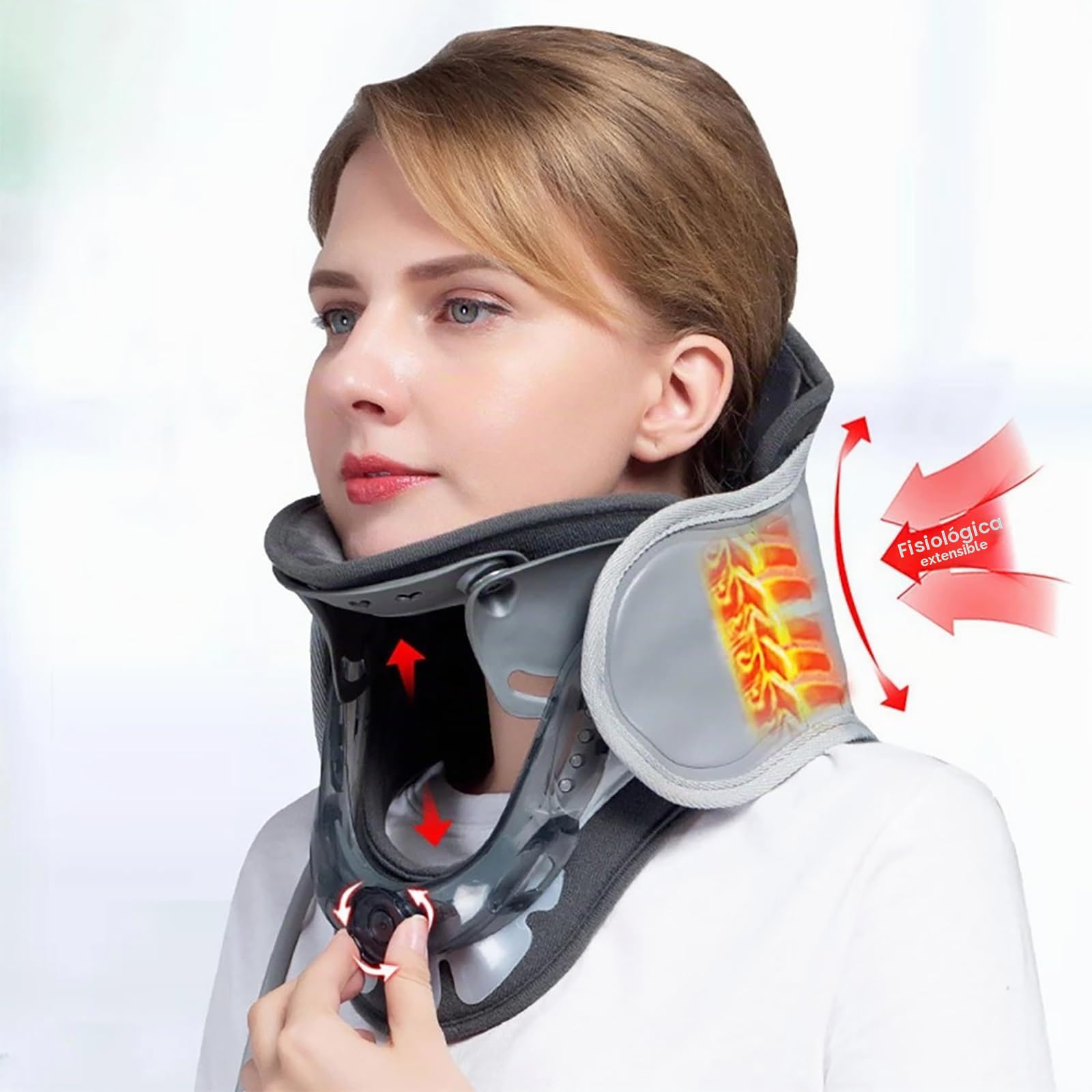 NEWFUN Traccion Cervical, Dispositivo de Tracción Cervical, Elimina la Tensión en el Cuello, Estabiliza y Alivia la Presión Sobre la Columna Cervical, Apto para Hombres y Mujeres