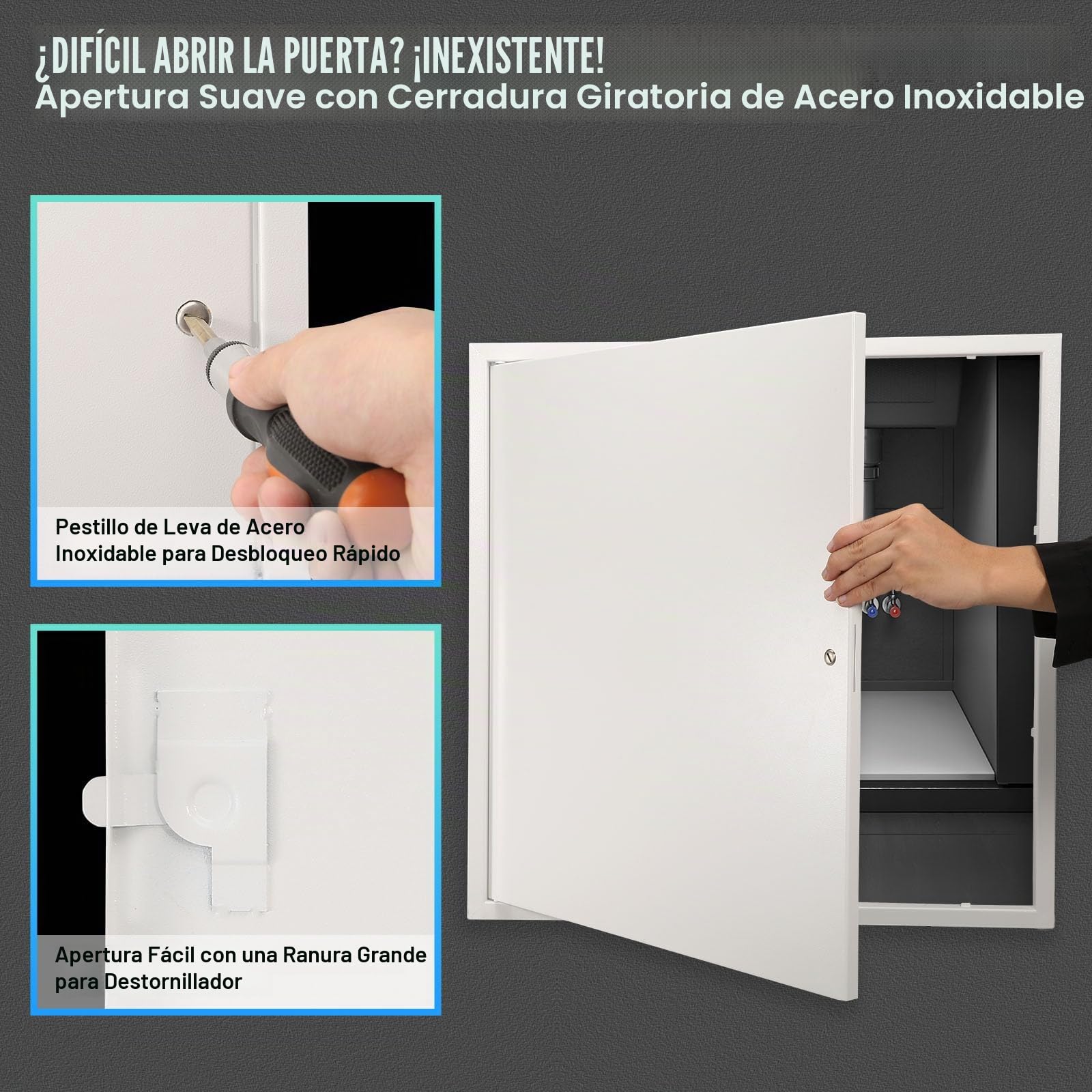 VEVOR Trampilla de Inspección para Paneles de Yeso, Puerta de Acceso de Acero Galvanizado 417x417 mm, con Pestillo de Destornillador, para Instalación de Fontanería y Electricidad en Techos, Blanco