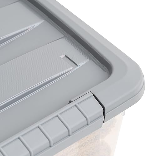 Miniatura 4 de Yaxa Basics Contenedores de almacenamiento de 12 qt, de plástico, apilables, con tapas de pestillo, transparente/gris, paquete de 6