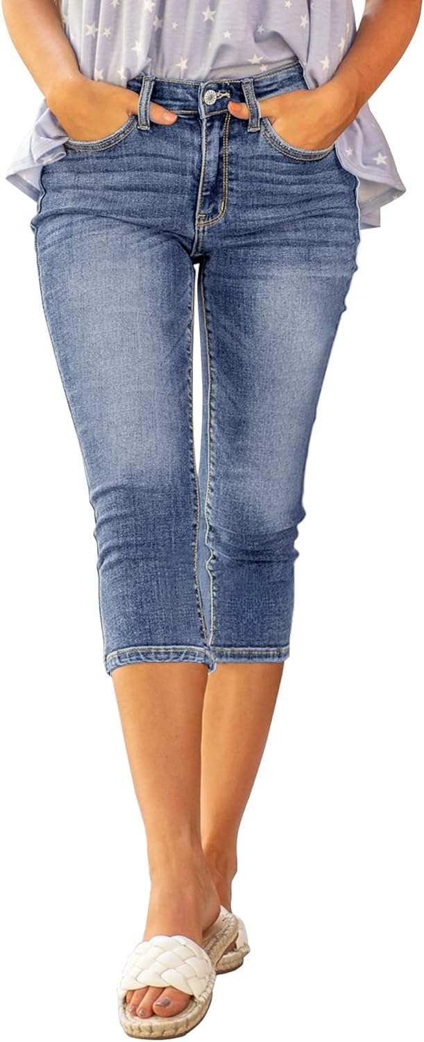 luvamia Womens Capri Jeans for Women High Waisted Skinny Ripped Jean Denim Pants - Image 2