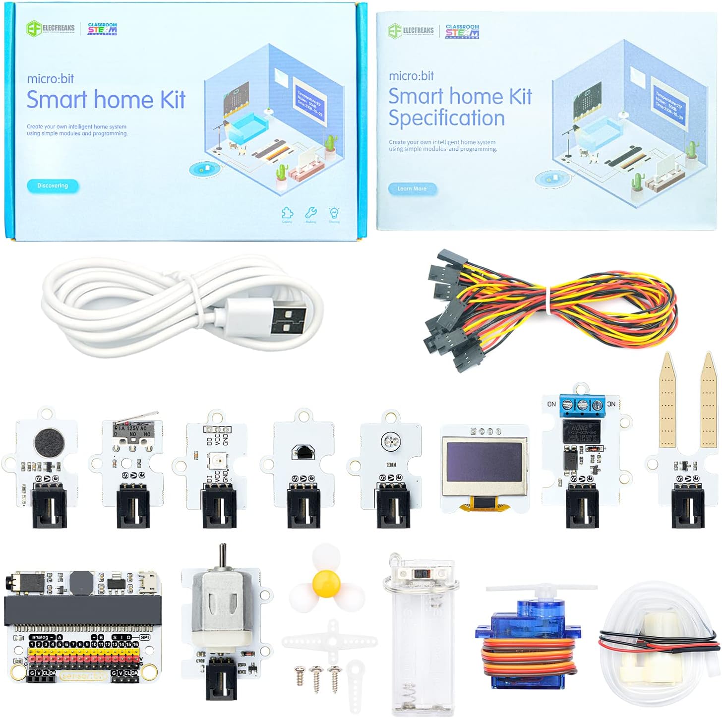 EF ELECFREAKS microbit Smart Home Kit for Kid Micro:bit Sensor Starter Kit Octopus Series Sensor, DIY Programming STEM kit with Basic Coding Electronics Modules and Wiki Tutorial(Without Micro:bit)