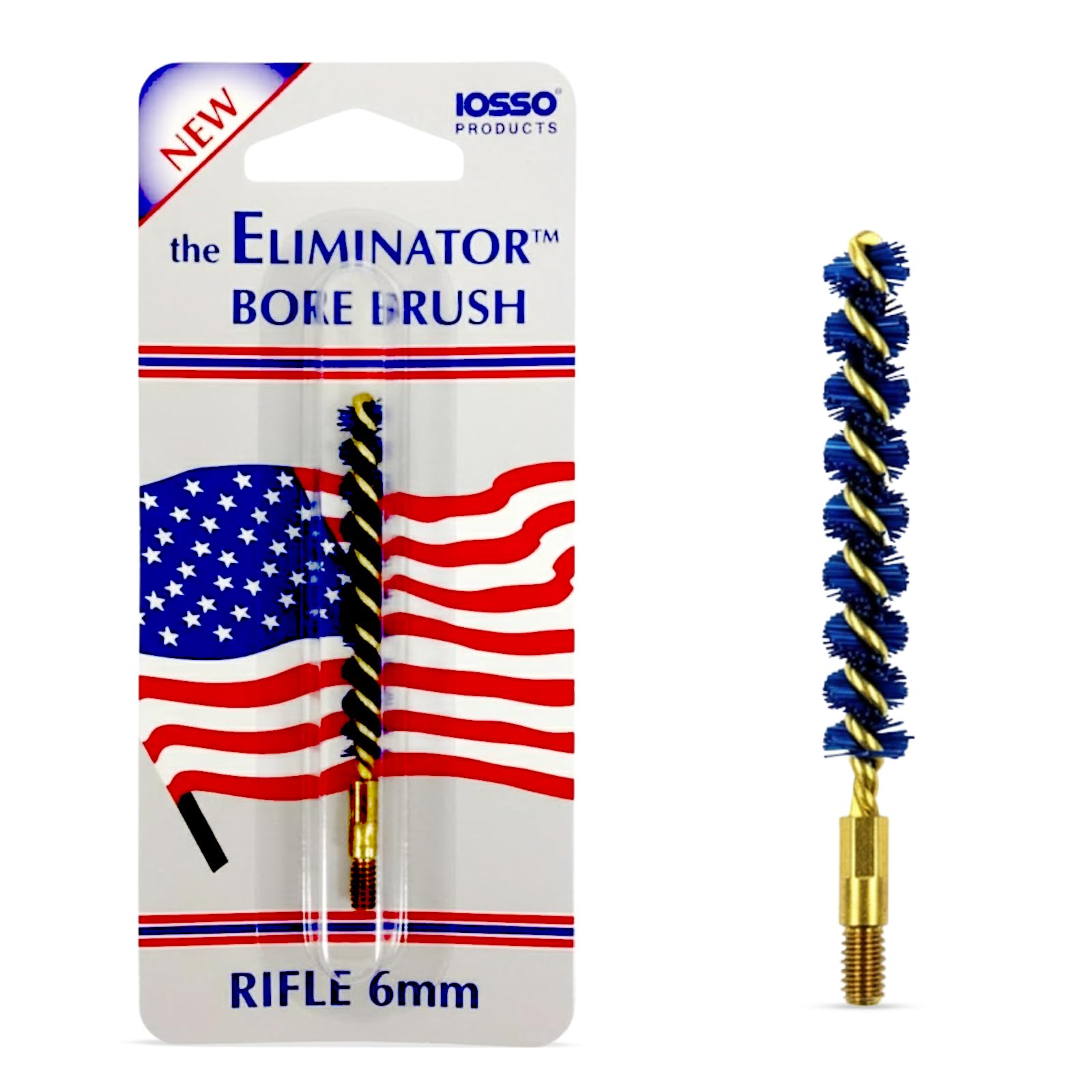 Iosso Premium Bore Brush – Blue Synthetic Fiber – Durable, Long-Lasting Tool for Gun Maintenance – Made in USA Bore Cleaning Brush (6mm/.243/.25 Cal Rifle BORE Brush)
