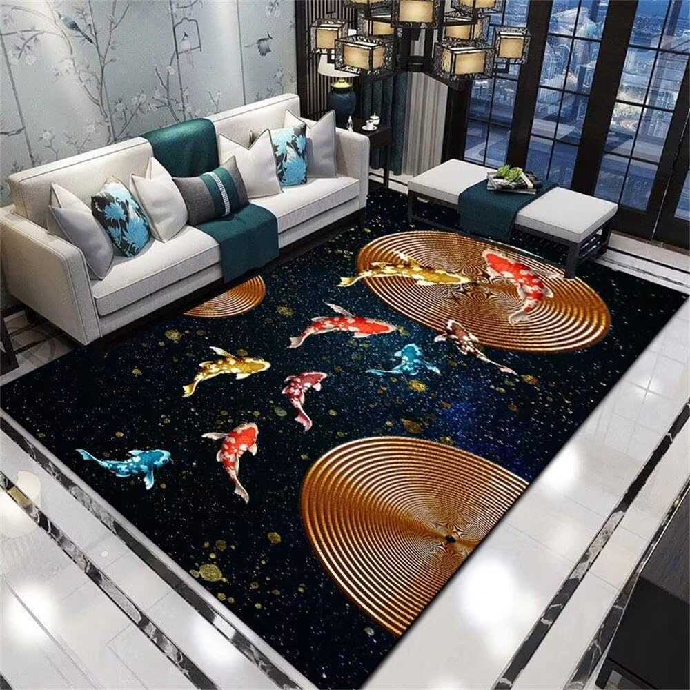 Tapis de centre de salon de décoration bleu grand motif 120X170CM haut de gamme