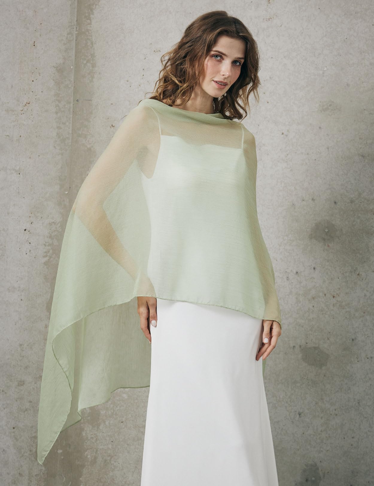 BEAUTELICATE Chal de Crepé Chiffon para Mujer Capa Gasa Fiesta Ligera para Novias Bodas y Vestidos de Noche
