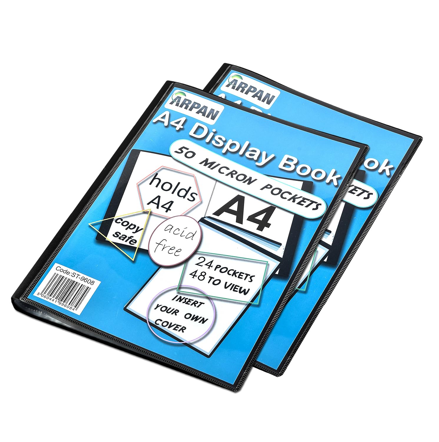A4 Presentation Display Book with 24 Pockets 48 Views - Folder Folio for Reports, Documents, Music Sheets, Artwork, School Projects, Clippings - by Arpan (2)