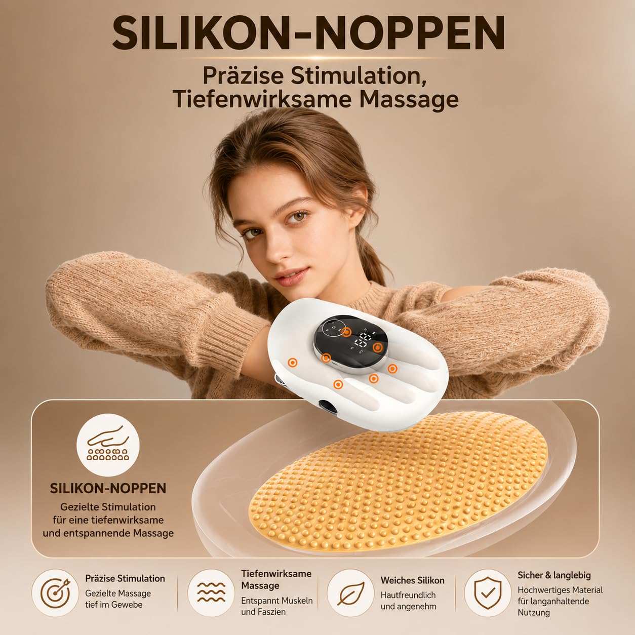 MoCho® Handmassagegerät mit Wärmefunktion – Elektrisches Massagegerät für Hände mit Luftdruck-Kompression, Airbag-Zonenmassage, 4 Modi, 5 Intensitätsstufen, 3 Heizstufen, kabellos & tragbar