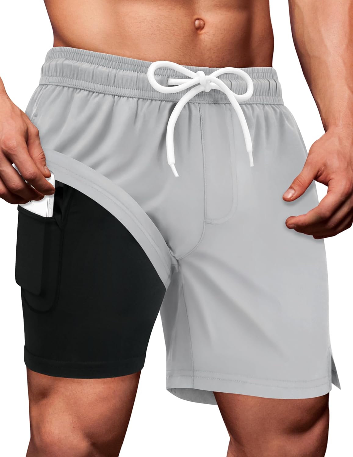 Sarfel Mens Swim Trunks 5 Inch Mens Bathing Suit with Compression Liner Men's Board Shorts Men's Swimwear Quick Dry Swimsuit