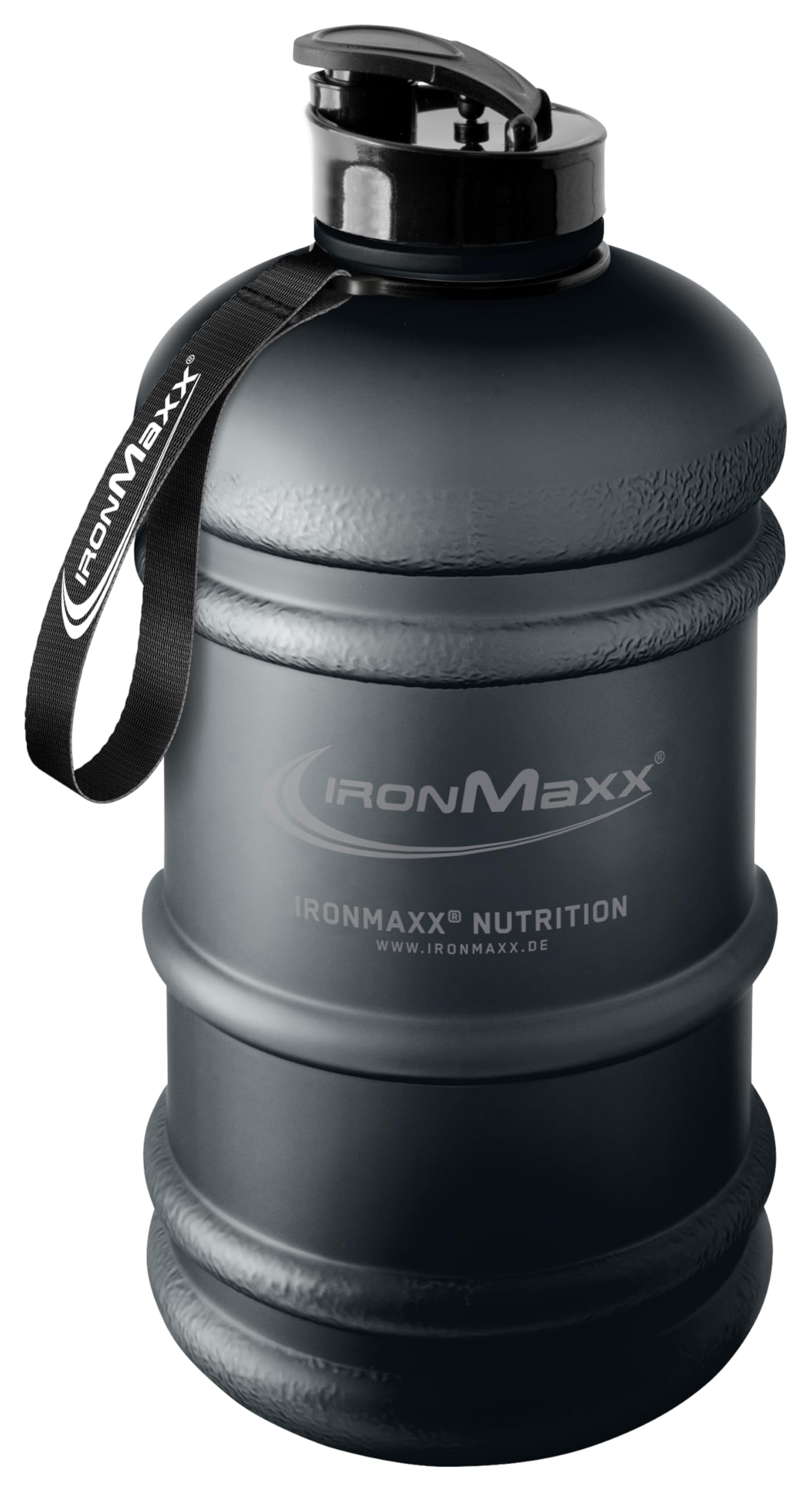 IronMaxx Water Gallon – Matt Deep Black 2200 ml | nie zawiera BPA i DEHP | szczelna butelka na napoje ze skalą pomiarową | dostępna w różnych kolorach