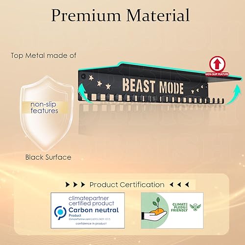 Vista 23 de Metal Medal Hanger Display,Non-Slip Trophy Shelf with 20 Hooks,Wall Mount,Heavy Duty,Non-Bent,Holds 22-33lbs,for Gymnastics,Race,Soccer,Swim Negro