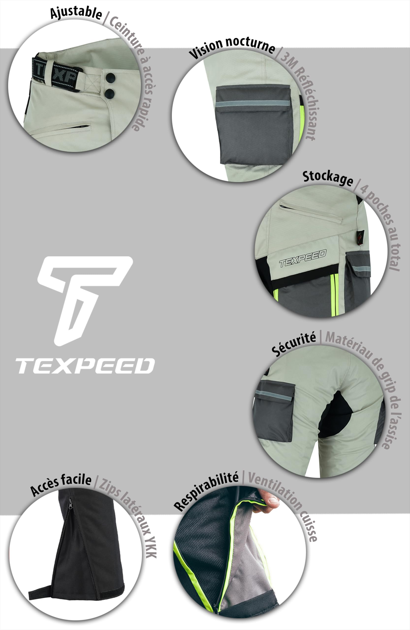 Pantalon Moto Texpeed Homme - Hiver/Été Cordura Imperméable Avec Armures CE