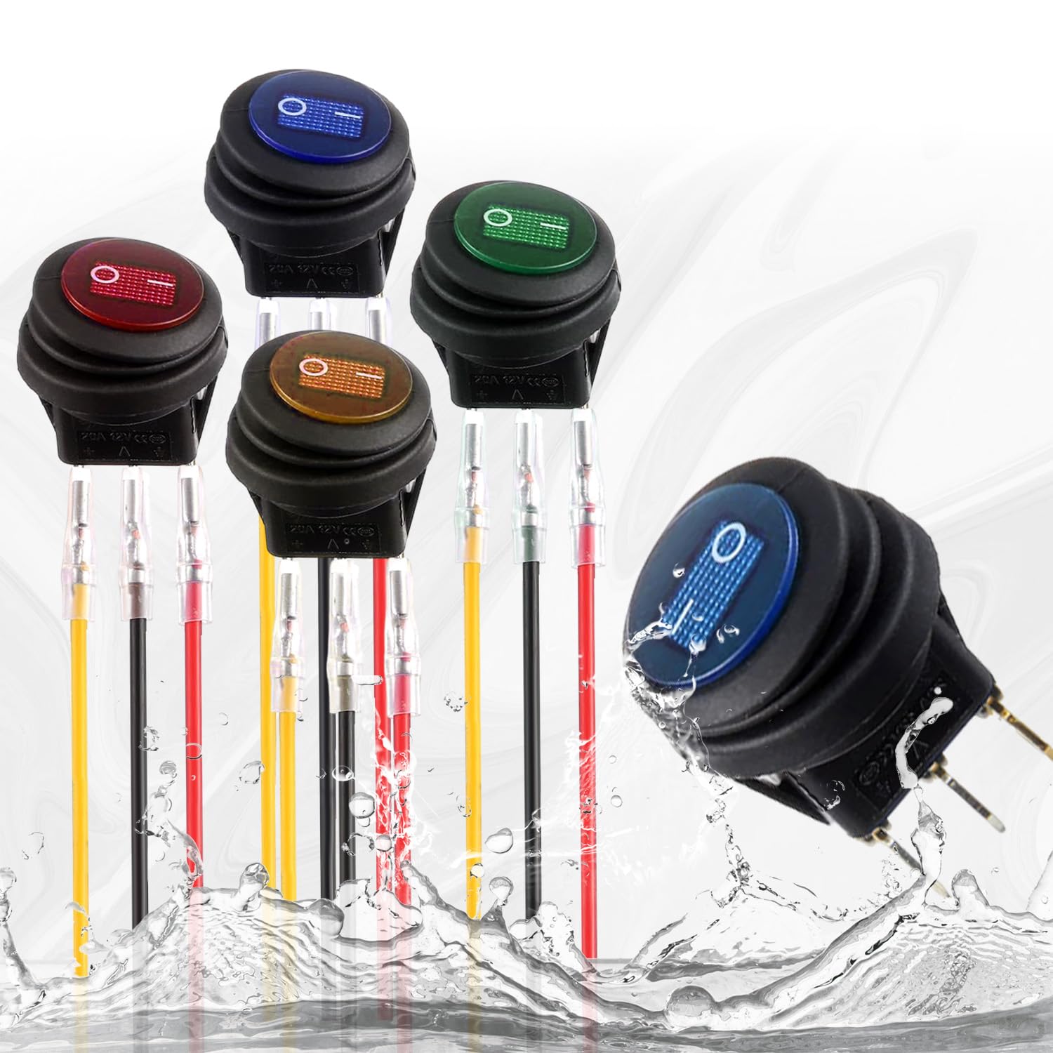 6 Interruttori A Levetta 12V DC 20A - LED Colorati Per Auto, Barca, Elettrodomestici - Foto 5