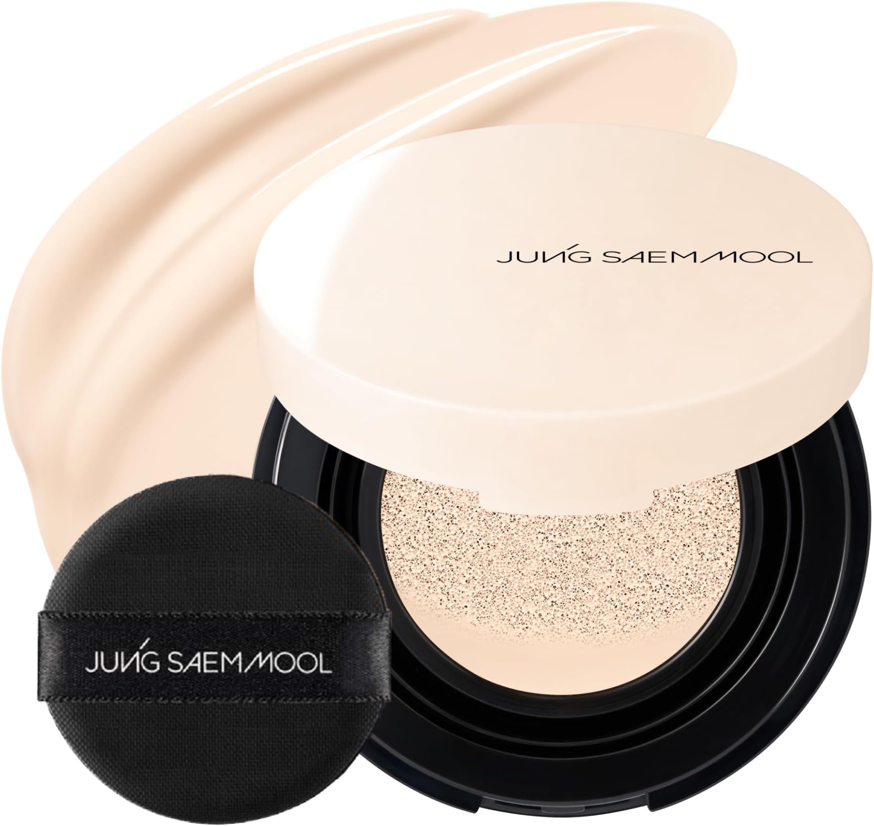 JUNG SAEM MOOL Essential Skin Nuder Cushion | Natural Finish, Buildable Coverage Cushion Foundation by Korean Makeup Artist (Mini, 0.17 Fl Oz), 10N Shell Cream