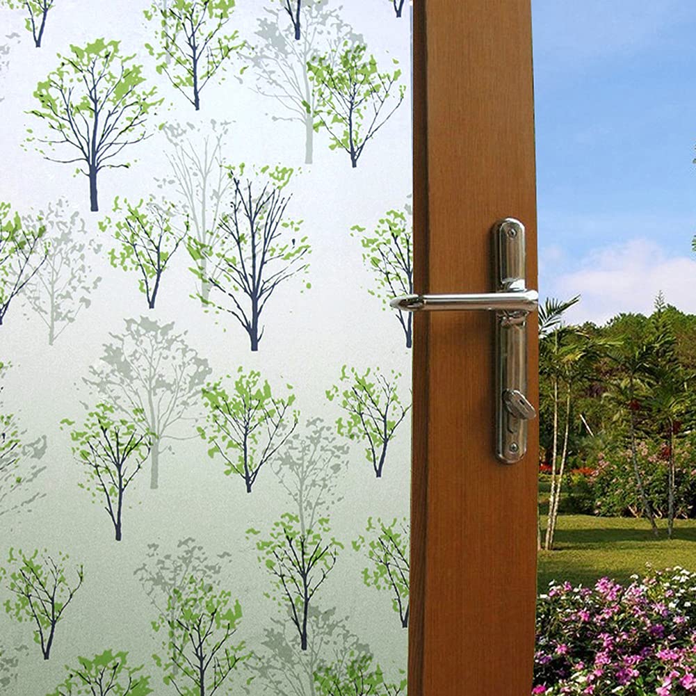 LYCSIX66Decorative Window Film Privacy No Glue White Frosted Glass Window Film UV Blocking Vinyl Window Sticker Covering for Home Office Living Room Bedroom, 17.7’’ x 78.7’’, White Frosted 1