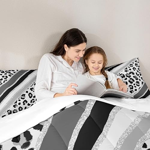 Miniatura 2 de Juego de edredón para niños con estampado de leopardo, tamaño matrimonial, juego de ropa de cama de moda de piel de guepardo abstracto, decoración