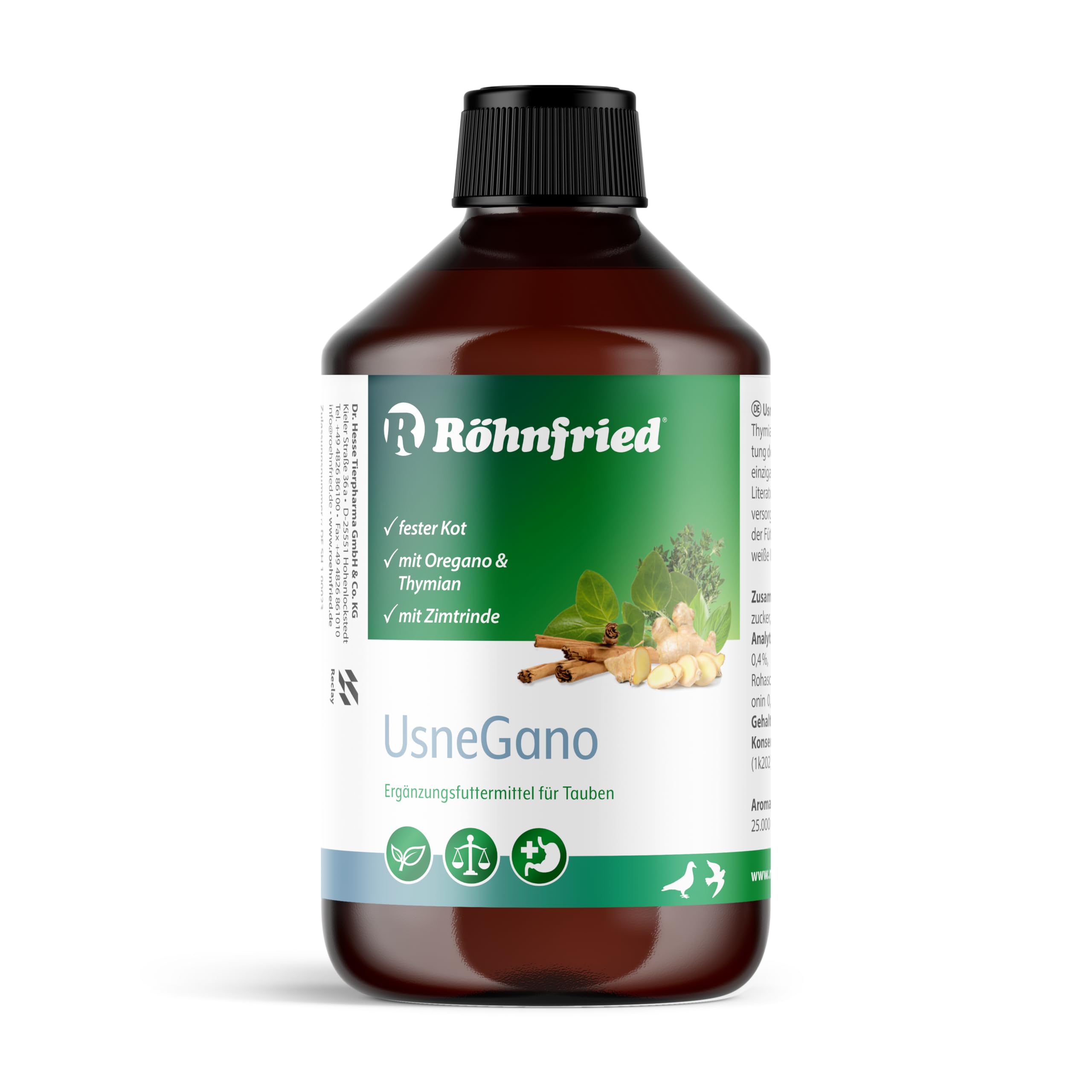 Röhnfried UsneGano - con olio di timo e origano per piccioni da 500 ml