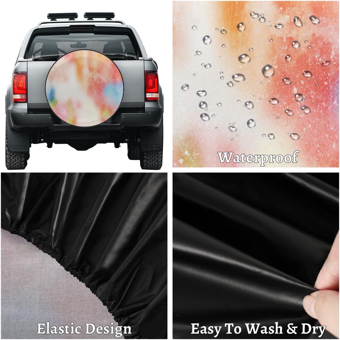 Abstract Watercolor Painting Tire Covers Portable Spare Tire Cover Soft Durable Waterproof Dustproof Set of 4 Bags 14 Inches for Car Truck SUV Trailer Camper