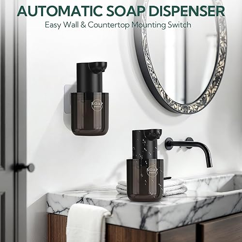 Miniatura 4 de Paquete de 2 dispensadores automáticos de jabón, dispensador automático de jabón líquido sin contacto, dispensador eléctrico montado en la pared,
