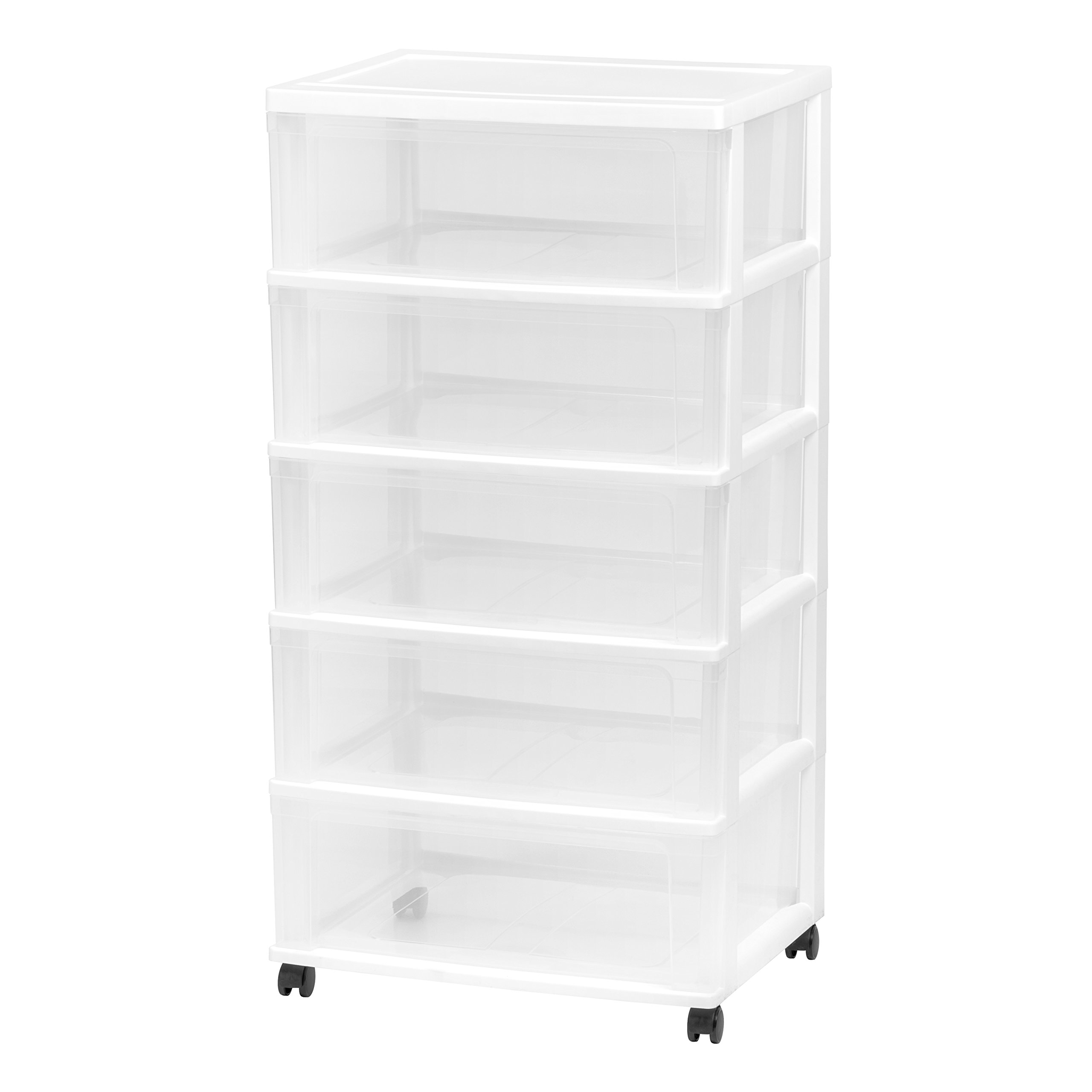 Photo 1 of ***BROKEN DRAWER***IRIS USA Plastic Drawer Storage Organizer Rolling Cart, with Wheels Casters, 5-Drawers, for Art Craft Supplies Bathroom Dorm Bedroom Laundry Room, Wide, White