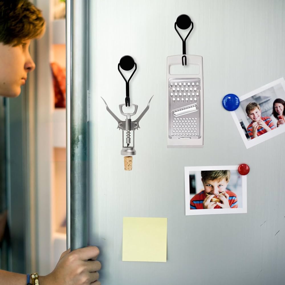 8 Pcs Magnetic Hooks, 30 LBS Strong Swivel Magnetic Hooks, Black Heavy