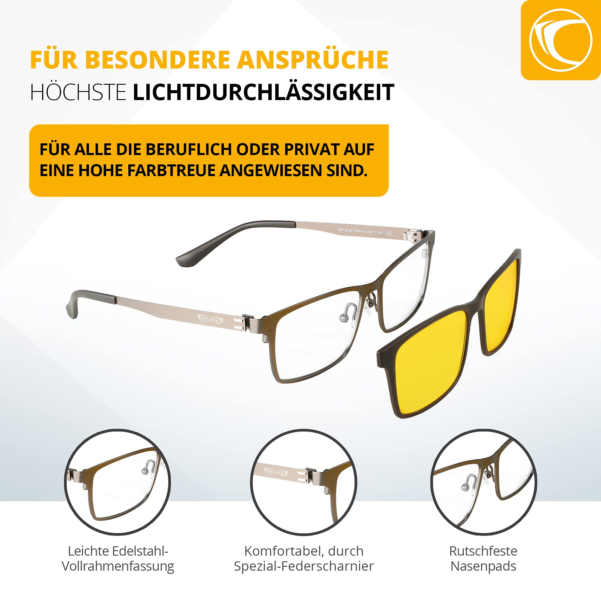 PRiSMA VARiA 2 - okulary z filtrem przednim magnetycznym światłem niebieskim EASY90 - do gier i TV - bluelightprotect - VA2702