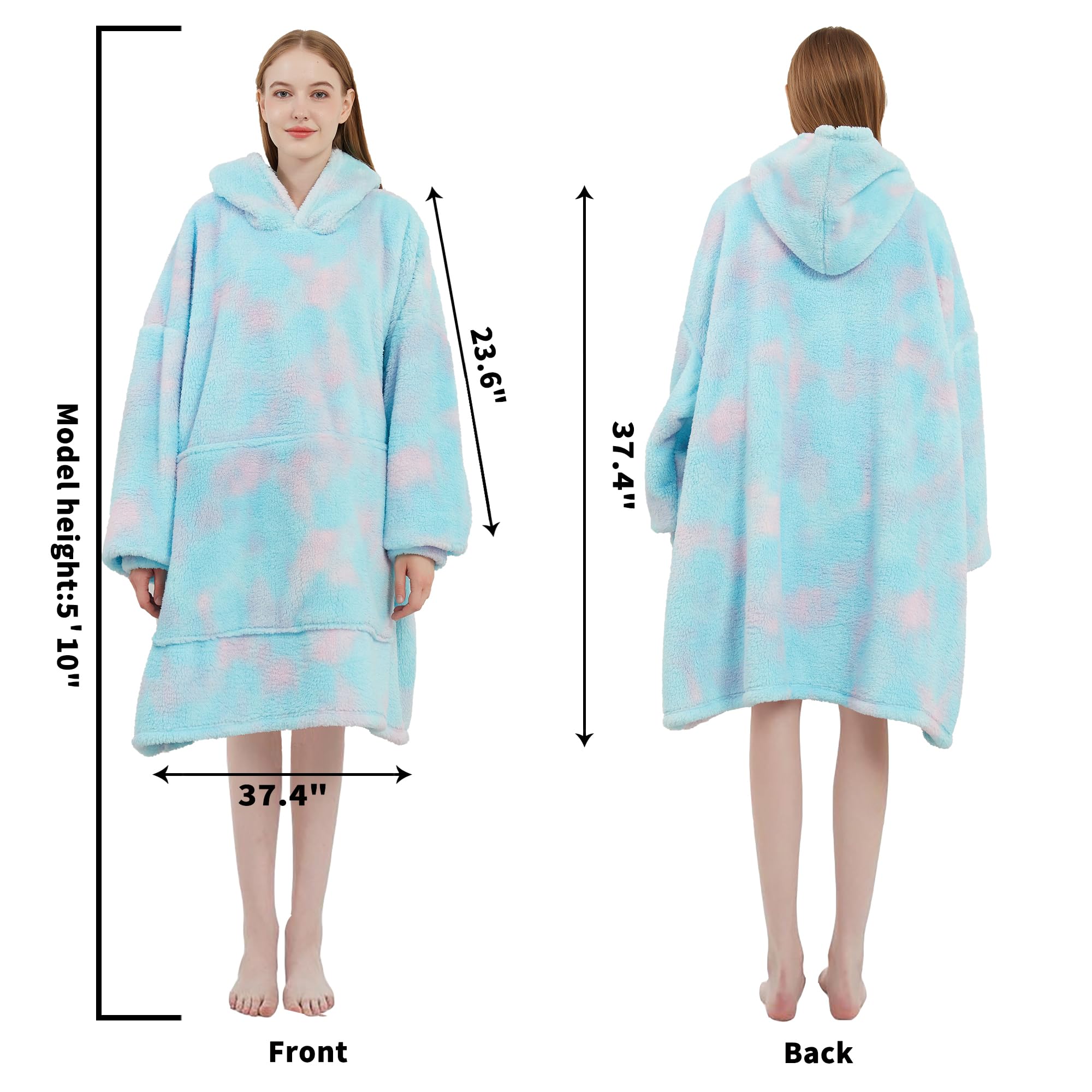 softan Coperta con cappuccio, coperta oversize indossabile in pile Sherpa, per donne e uomini, super calda e accogliente, in flanella con cappuccio, felpa regalo con tasca gigante