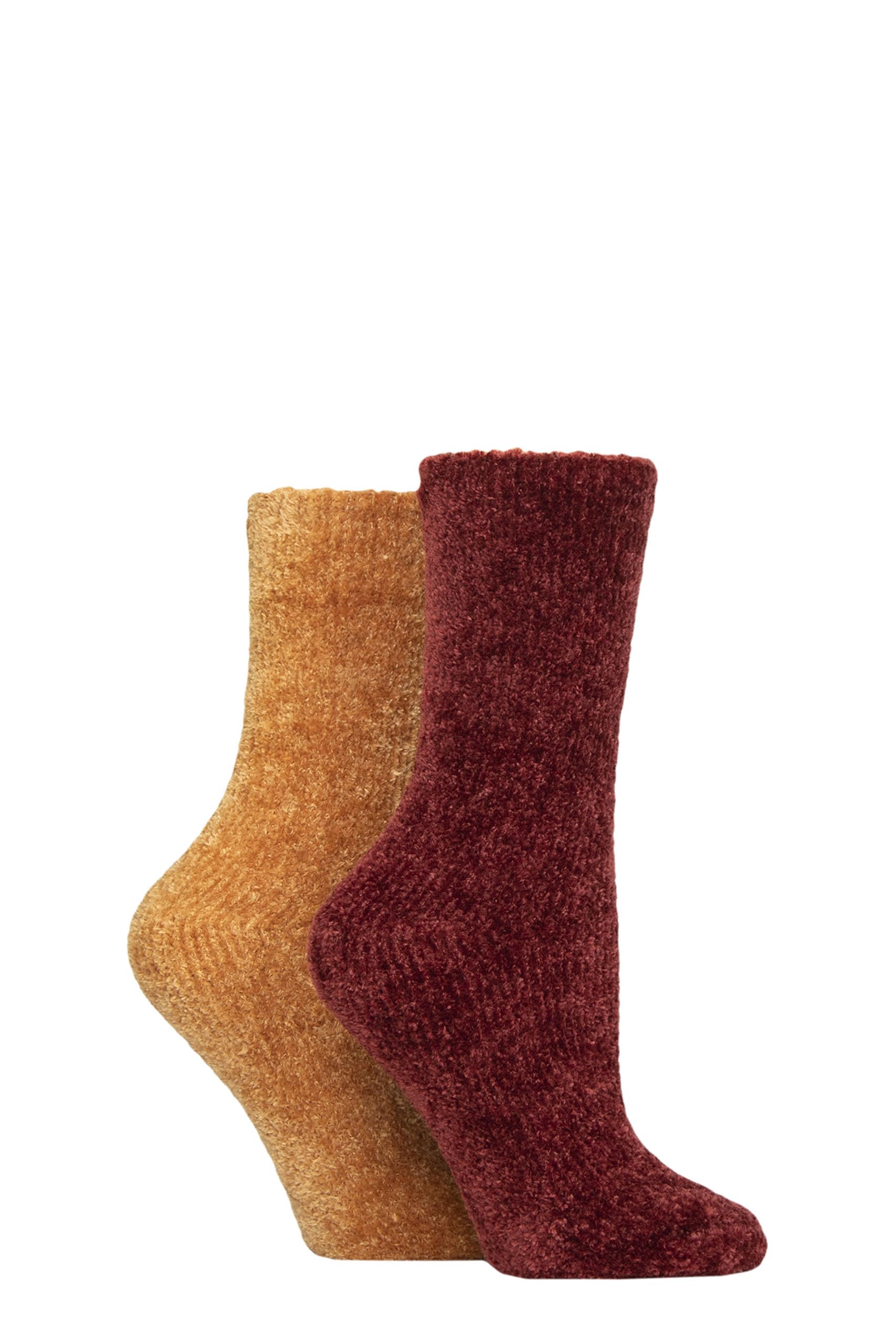 ELLE Ladies Super Soft Silky Cosy Chenille Leisure Socks Pack of 2 Size 4-8 in Assorted Colours (UK, Numeric, 4, 8, Regular, Regular, Pumpkin Spice)