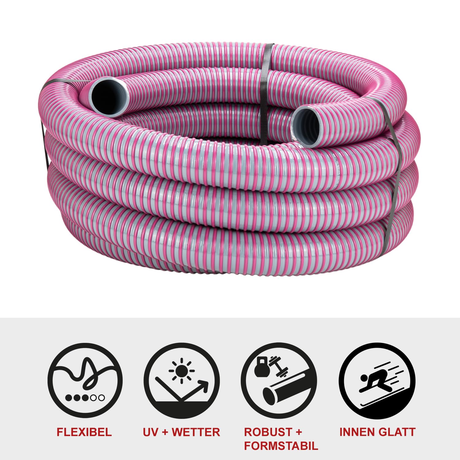 Produktbild von FLEXTUBE SE PVC-Spiralschlauch 40 Mm – Meterware, Dickwandig 4,3 Mm, 6 Bar, -25 Bis +60°C, UV-beständig, Für Wasser, Gülle, Granulat & Mehr