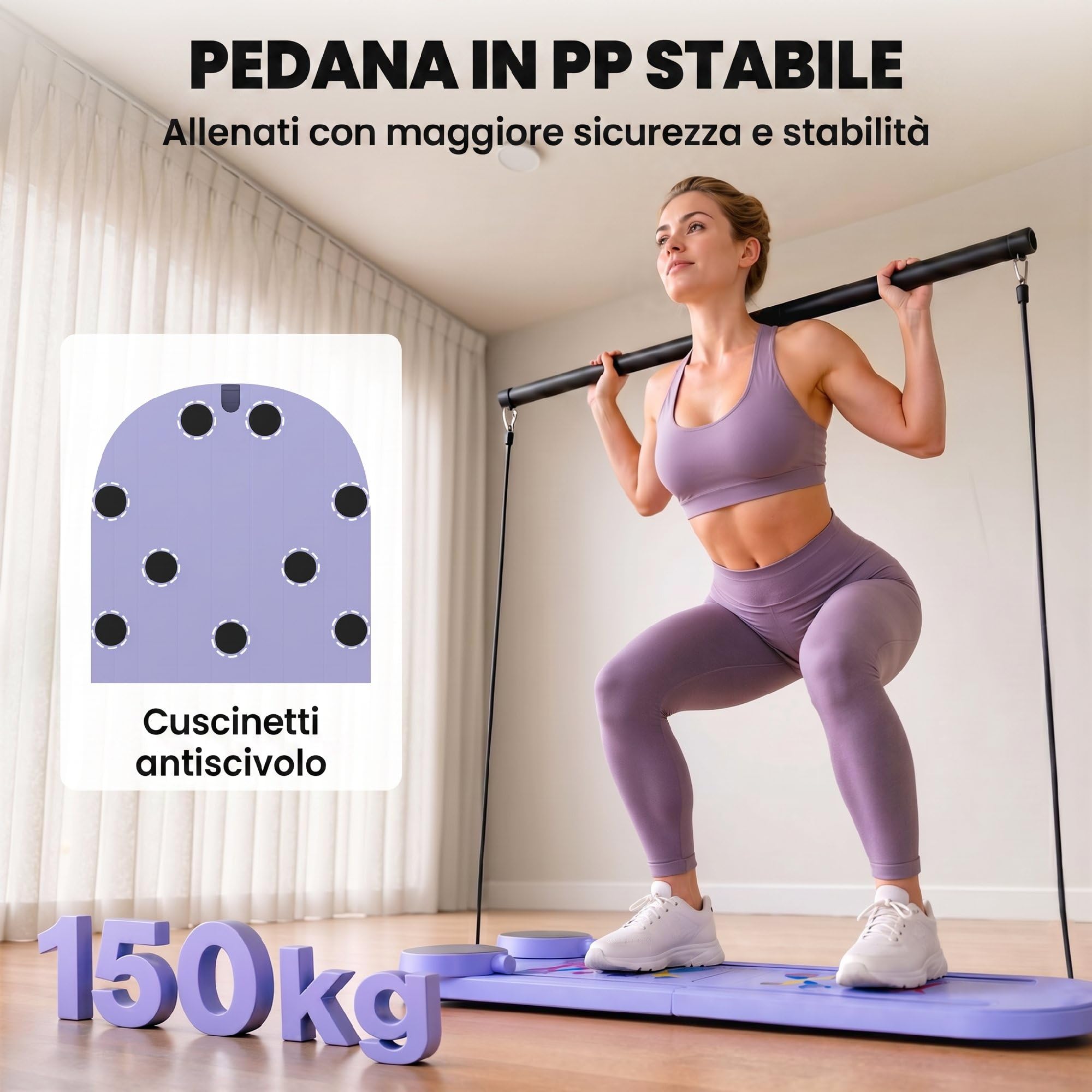 SPORTNOW Tavola Pilates 5 in 1 Pieghevole Pilates Reformer Blu Chiaro | per Allenamento a Casa, Attrezzo Fitness Portatile, Bande Elastiche, Maniglie per Piegamenti, Allenamento Completo Donna