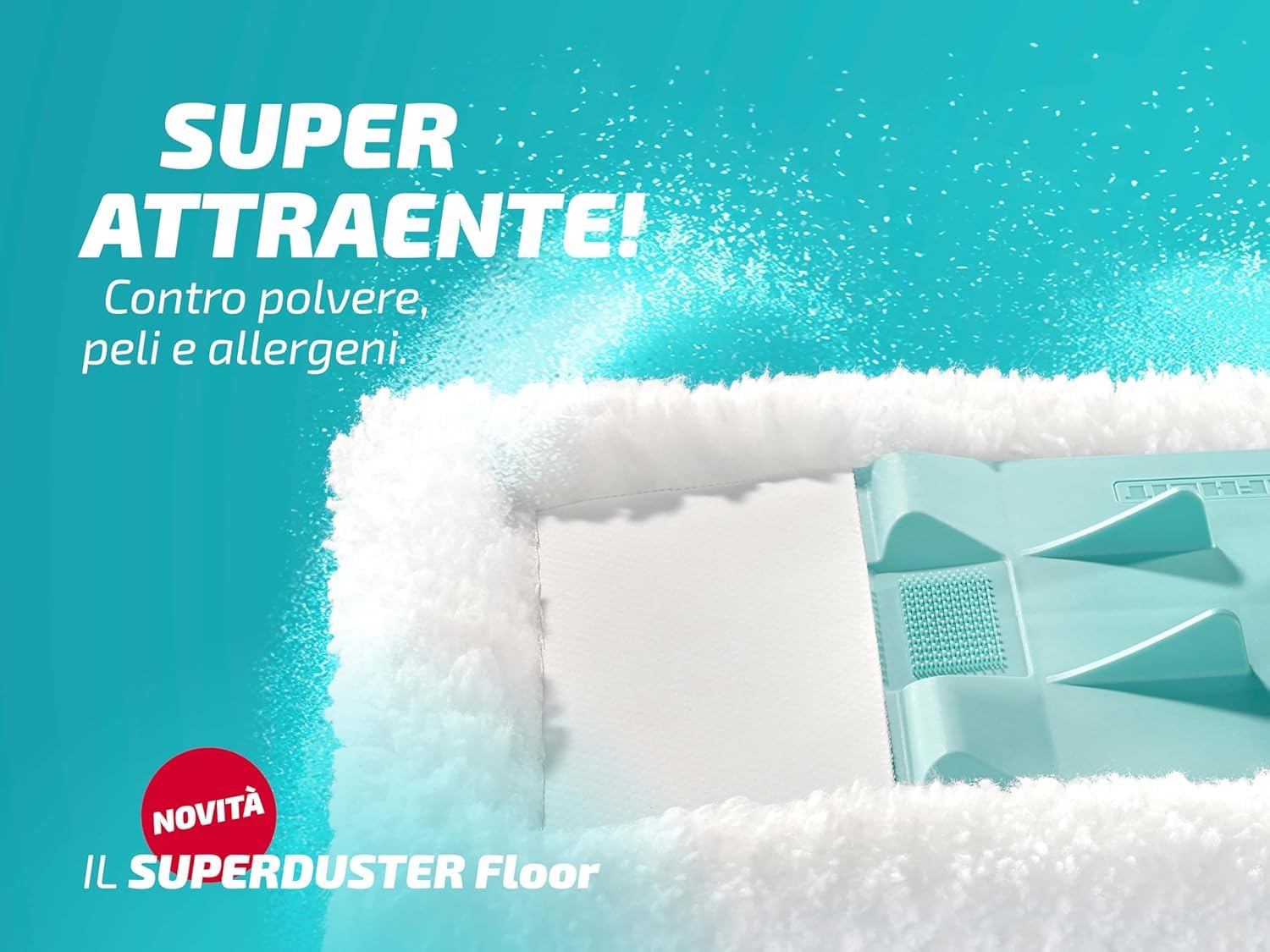 Leifheit Mop per la Polvere SUPERDUSTER Floor, 100% Microfibra | Lavabile fino a 100 volte a 40 °C, snodo 360°, larghezza 38 cm, manico 148 cm, compatibile con Click System e POWER CLEAN