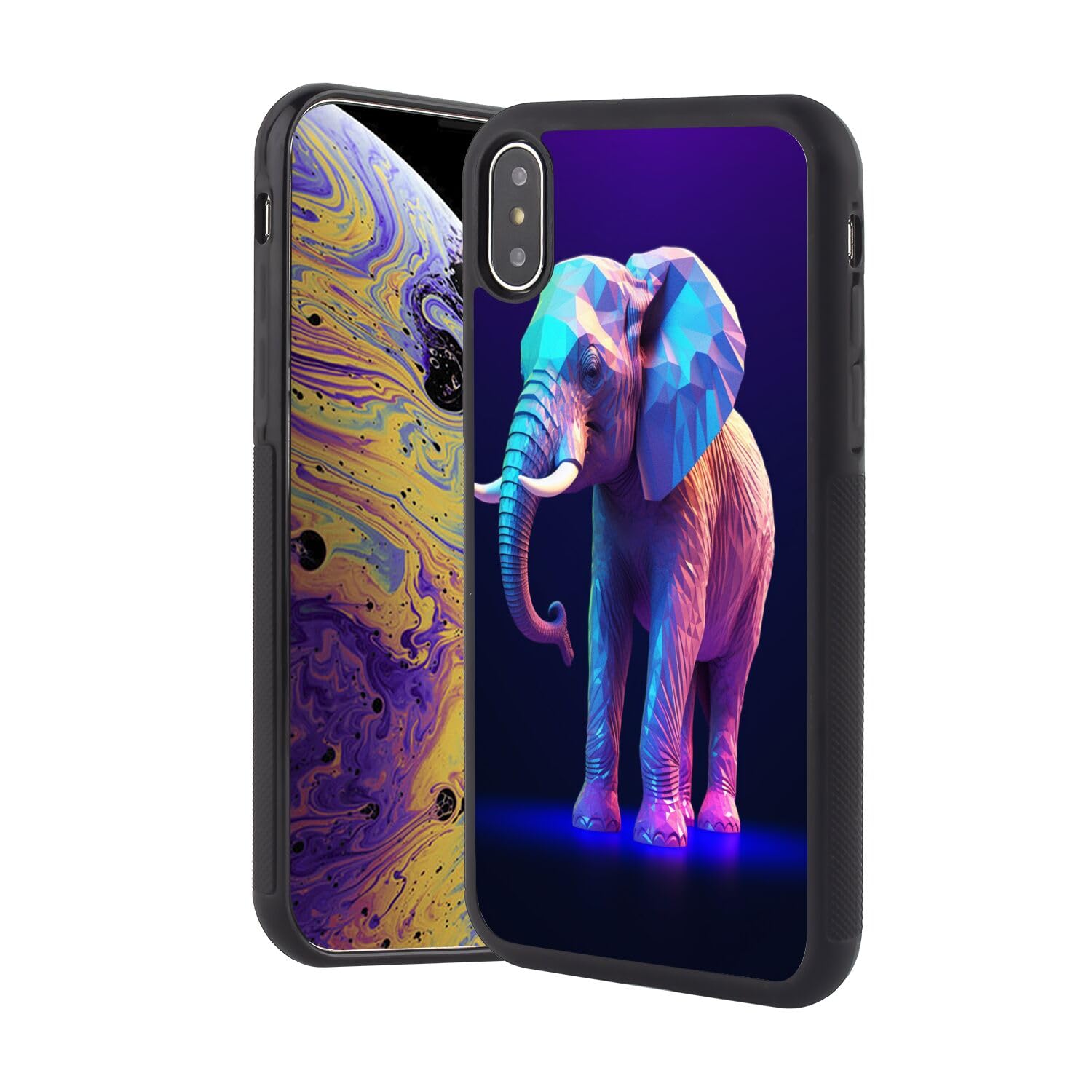Elgzigok Black TPU Case Fits iPhone Xs Max with Elephant-aa195 Pattern Design Black Soft TPU Slim Fit Anti Scratched Protection Cover Case for iPhone Xs Max