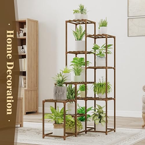 Miniatura 5 de Bamworld Soporte para plantas de 55 pulgadas de alto para interiores y exteriores, estantes de madera para plantas de sala de estar, soporte de