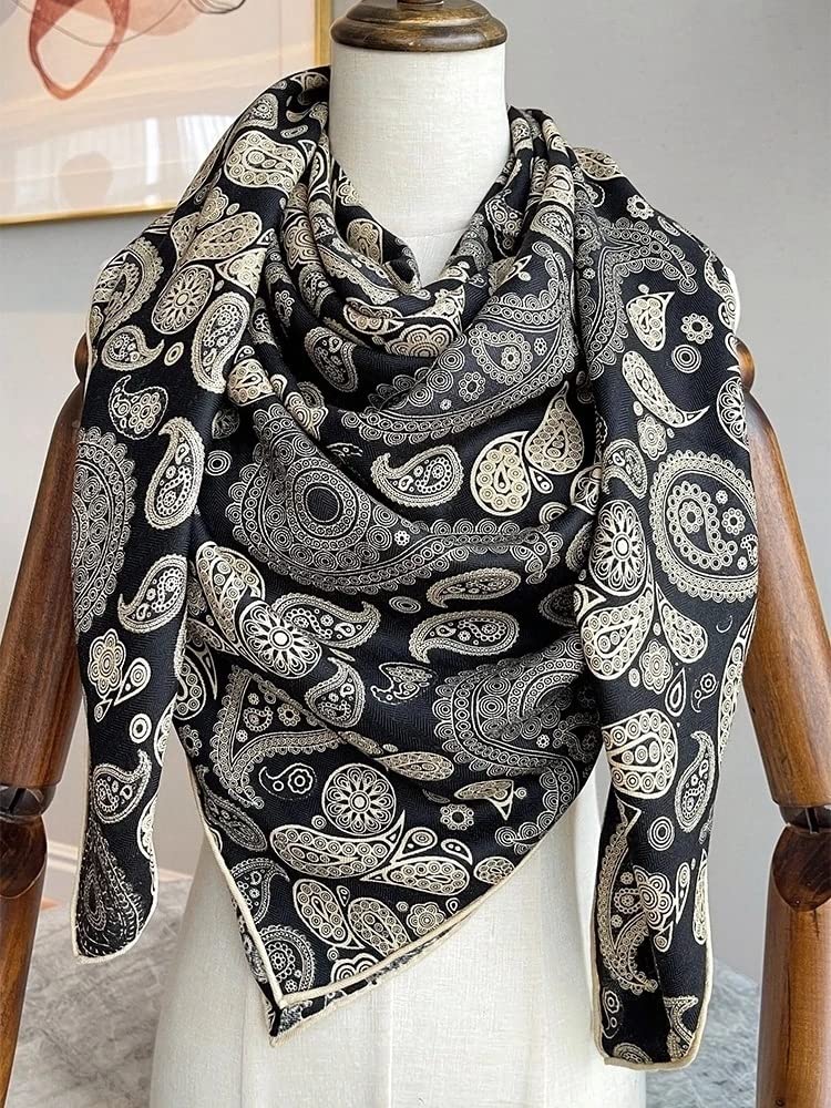 Kaschmir-Decke, Schal, Schal, Umhang, weiblich, groß, quadratisch, für den Winter, warm, Pashmina-Schals, Wraps, Foulard (Farbe: Schwarz, Größe: Einheitsgröße)