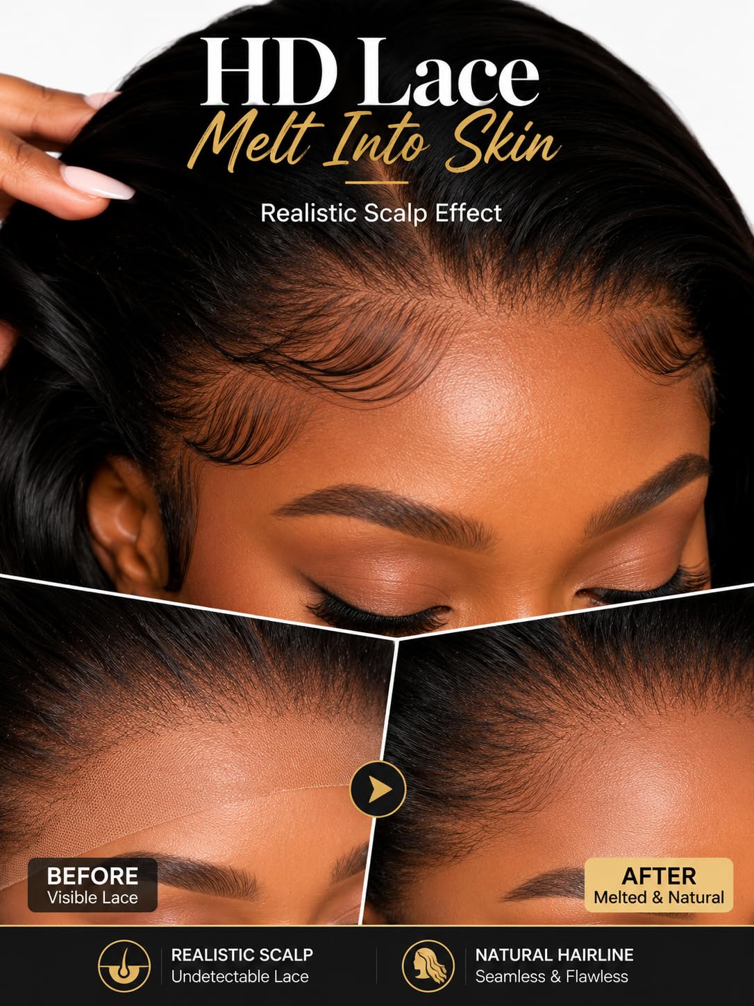 13x6 Body Wave Wigs Human Hair, 200 Density 13x6 HD Lace Frontal Wig, Pre Plucked Natural Hairline with Baby Hair, Bleached Knots, Non-Slip Band, Soft Full Natural Color for Women 22 Inch