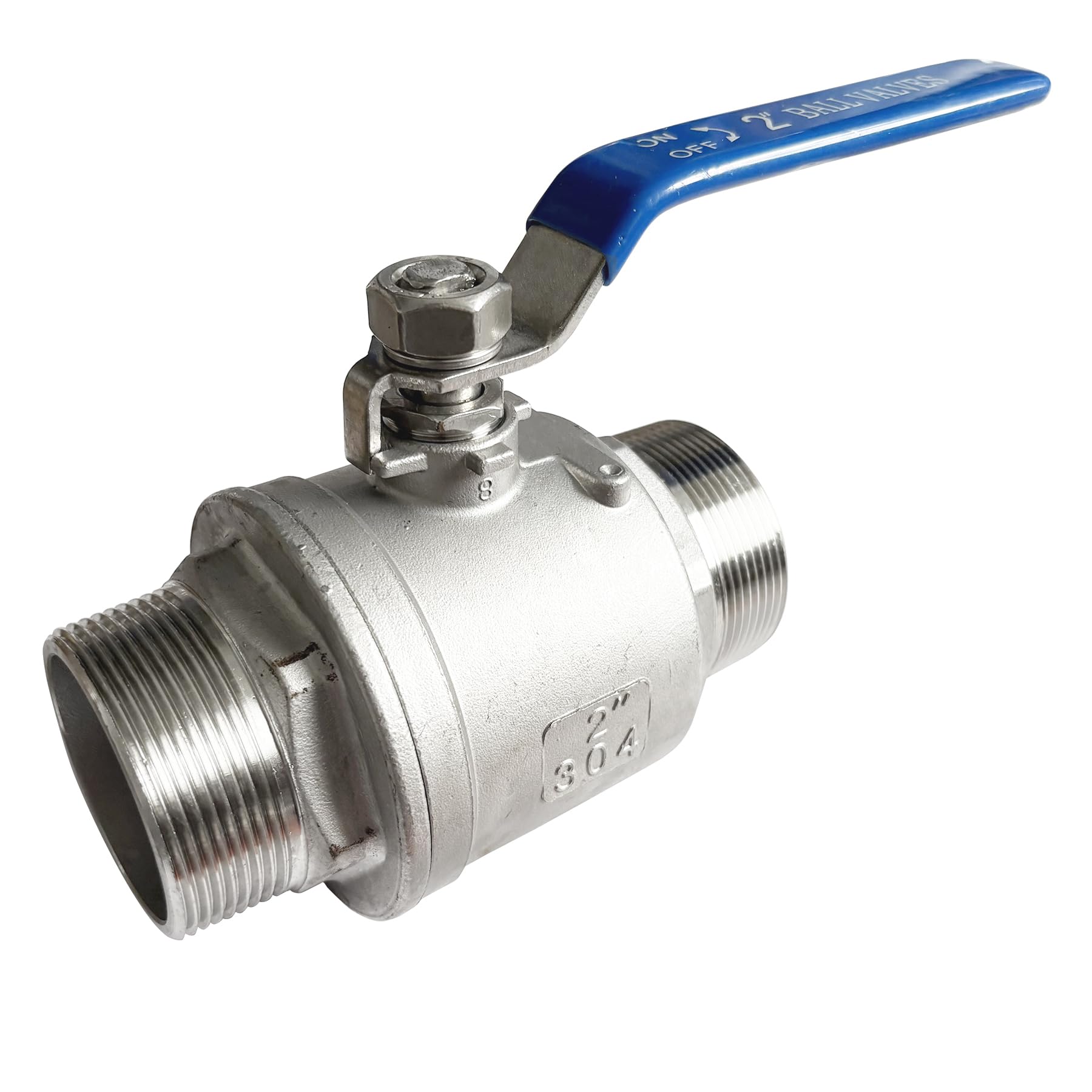 LOZOME 2 inch Male to Male Thread Ball Valve 304 Stainless Steel Full Port NPT Thread Ball Valves WOG1000