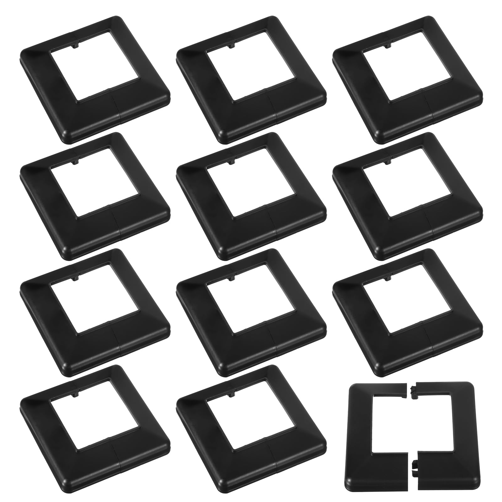 sourcing map Post Skirt, 12pcs 80x80mm/3.1"x3.1" Plastic Split Style Post Base Cover Trim Skirt for Fence Stair Handrail Railing Porch, 144x144mm/5.7"x5.7"(Overall)