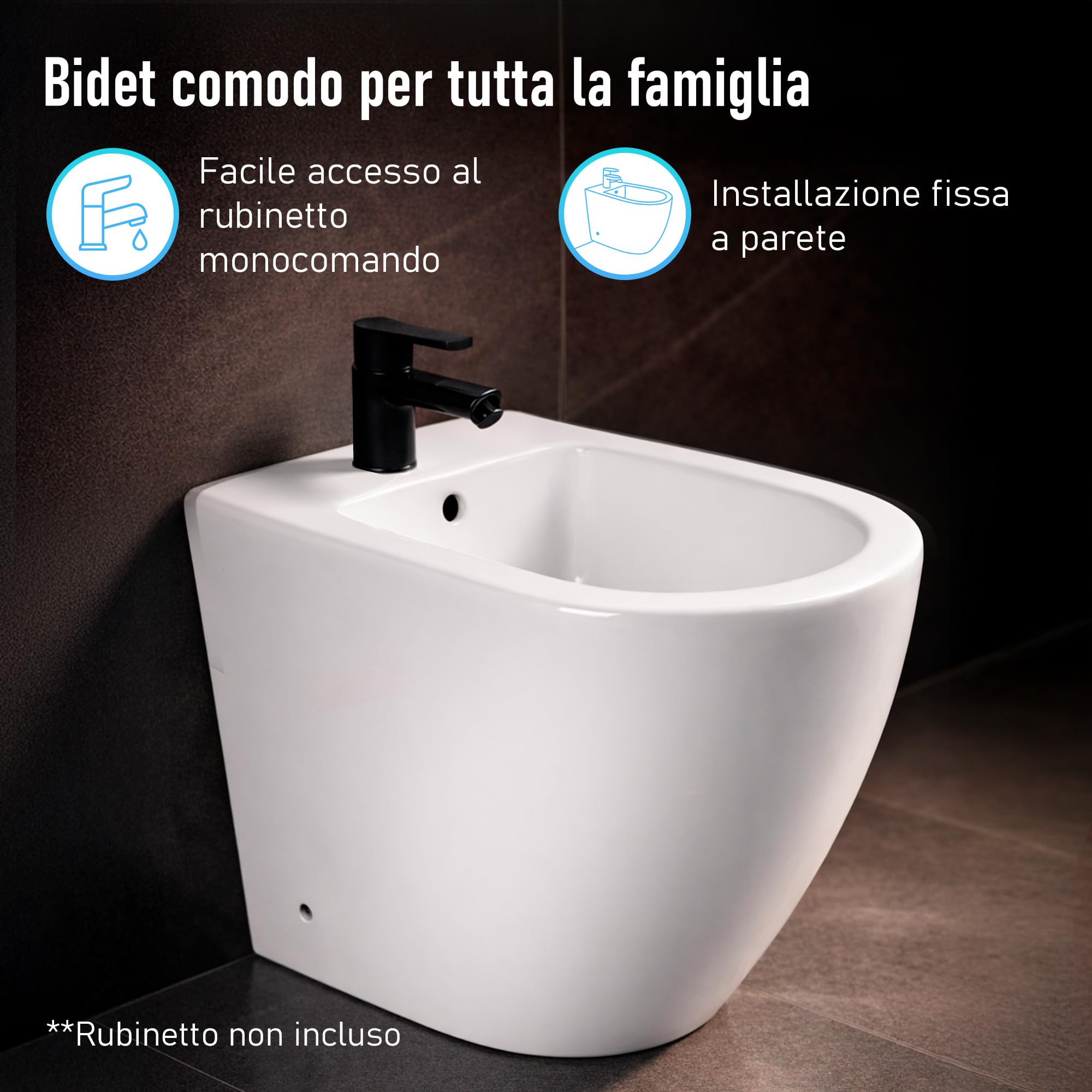 WC Rimless con Cassetta, Bidet e Doppio Scarico, Bianco