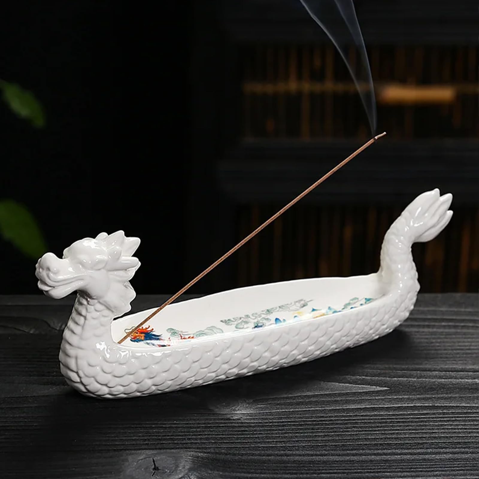 Cosrogo Dragon Boat Incense Stick Holder Burner 4.3x3.1x2in Decor