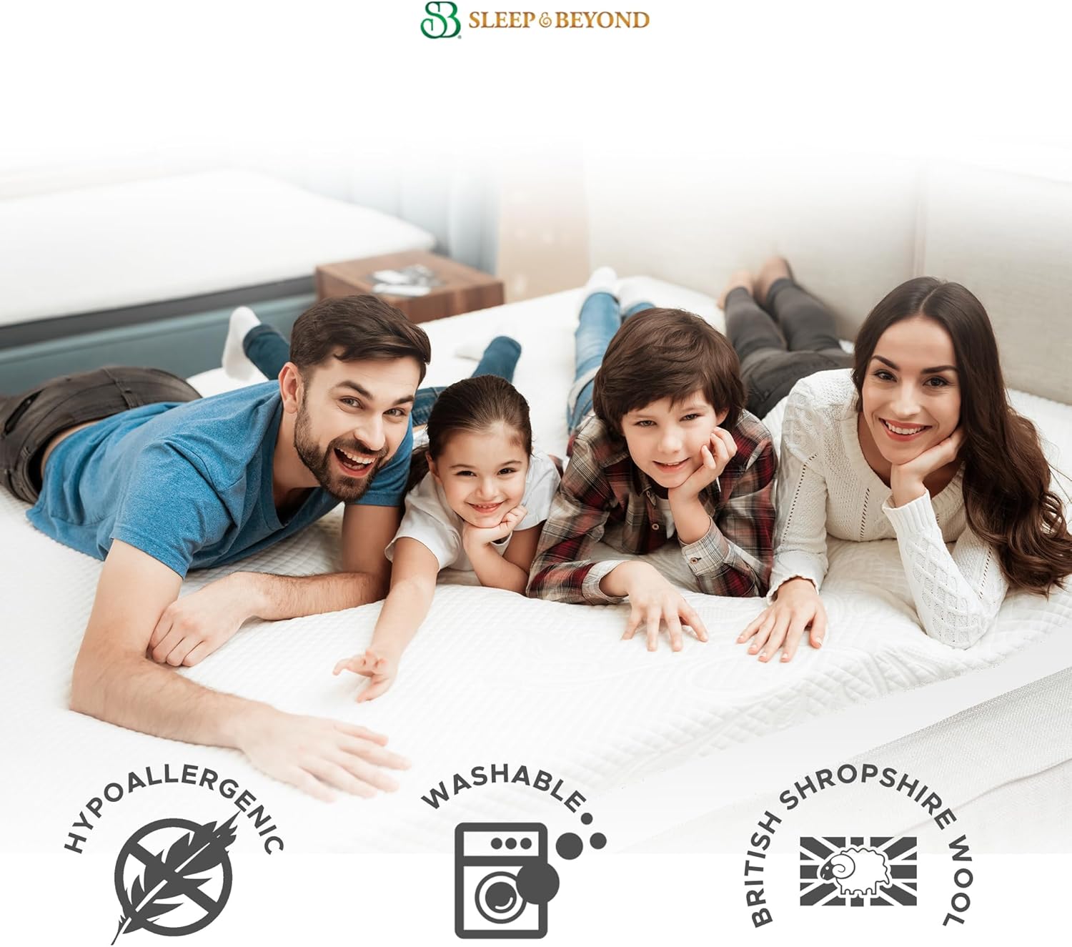 Sleep & Beyond myPad 100% Washable Wool Mattress Pad 0.5 inch Thick Luxurious Comfort - Wool Fibers - Chemical -Free - All -Season Bedding Solution Long -Lasting Cal King 72x84 inch
