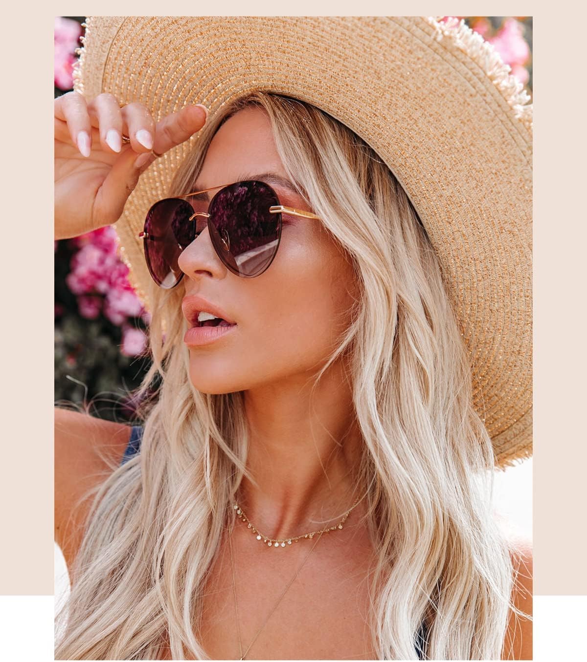 DIFF Lenox Oversized Aviator Sunglasses for Women UV400 Protection, Designer Lightweight Gold Stainless Steel Frames