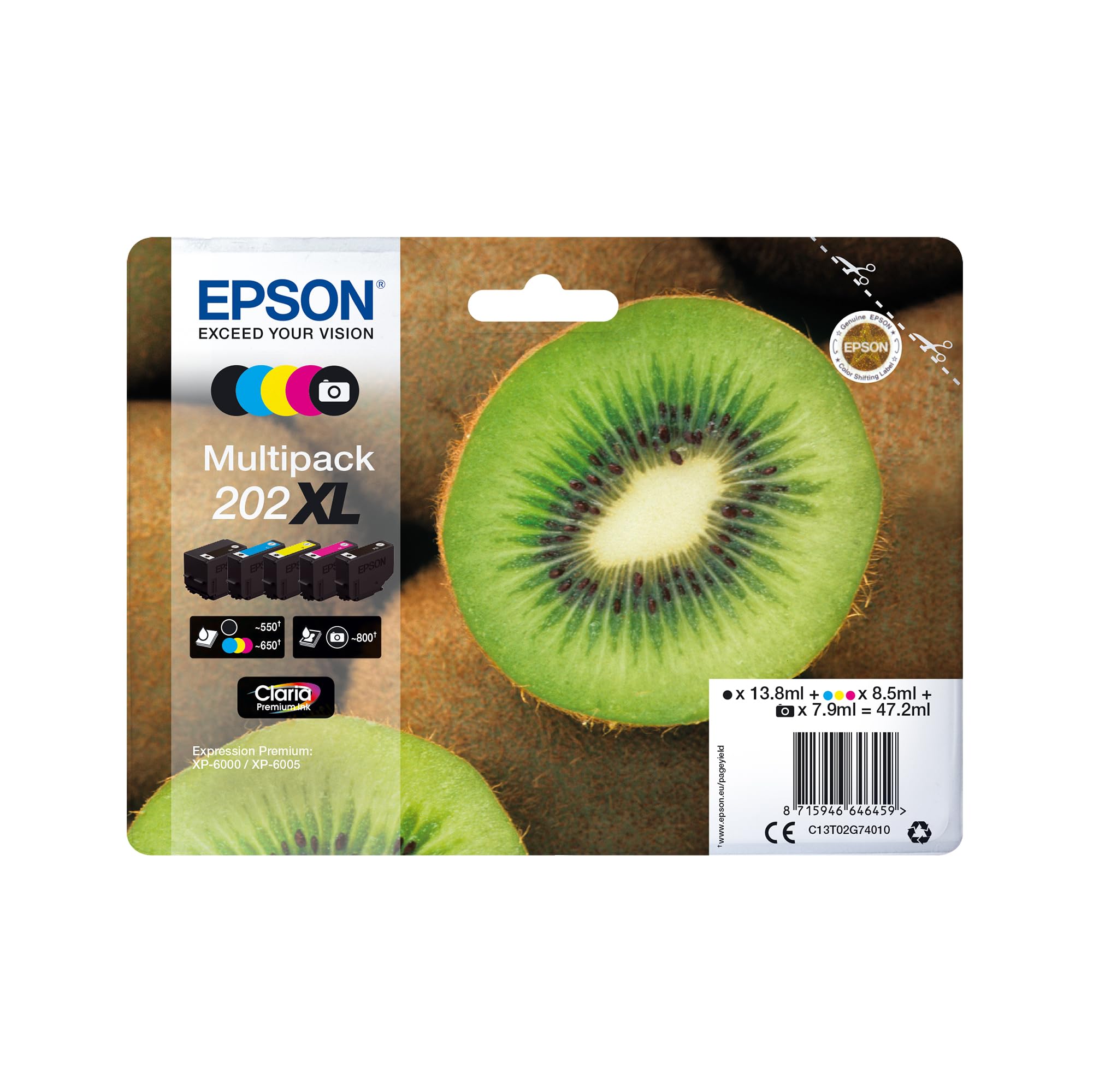 Epson C13T02G74010 Tusz Do Drukarki, Wielokolorowy, 5 Sztuk
