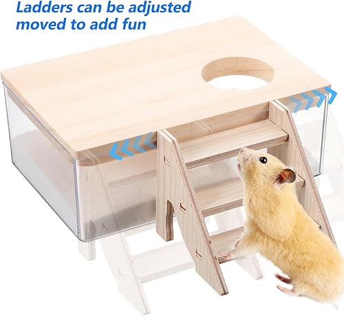 Miniatura 5 de POPETPOP Kit de baño de arena para hámster, 3 piezas, cuenco de comida para hámsters, contenedor de baño de arena para hámsters, contenedor de baño