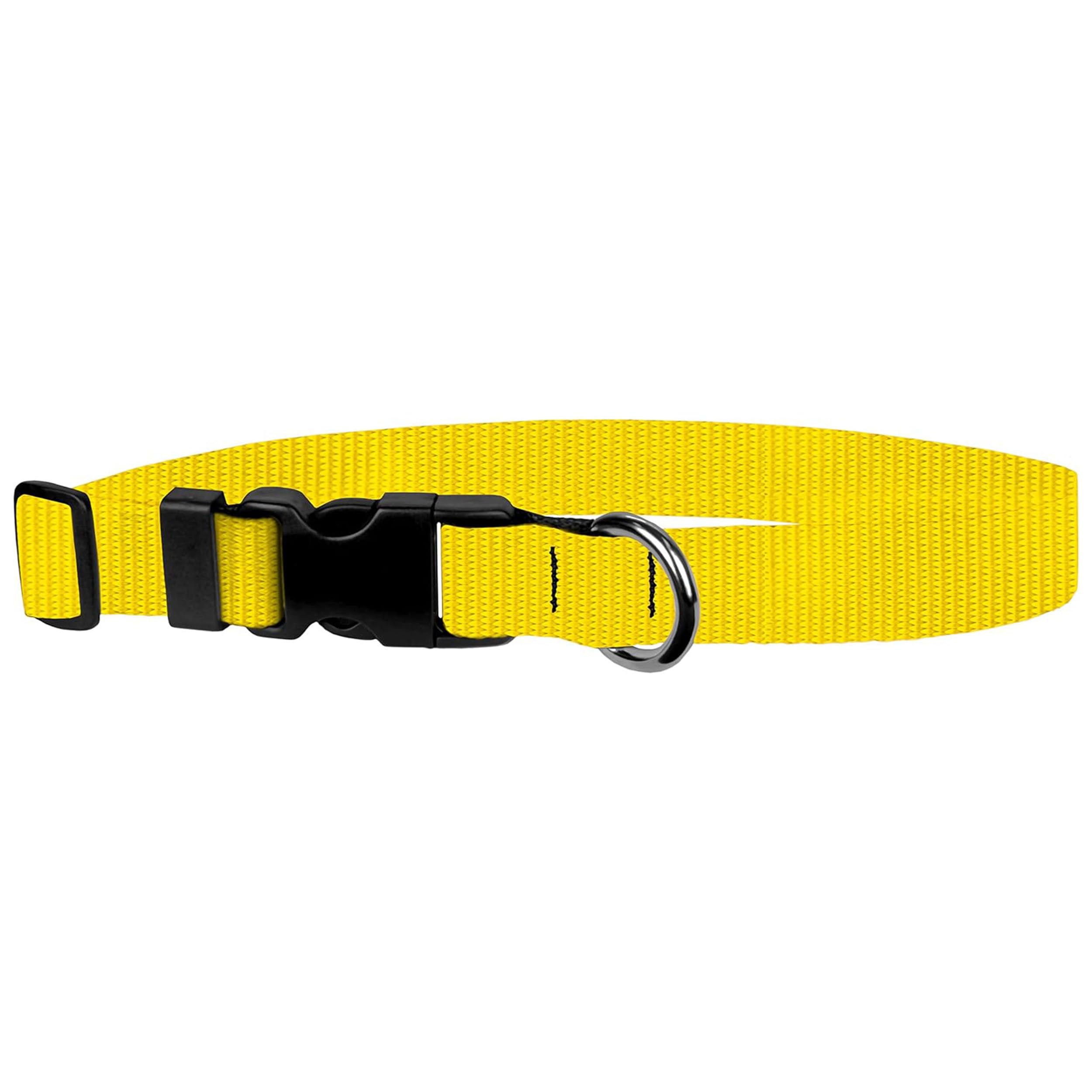 Dog Collar - Colored Adjustable Pet Collars - 1 Inch Wide, Medium, Yellow