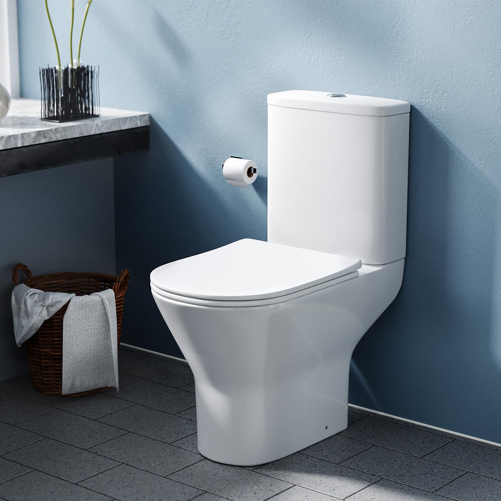 Oakham Rimless Close Coupled Toilet & Soft Close Seat 7427009353426