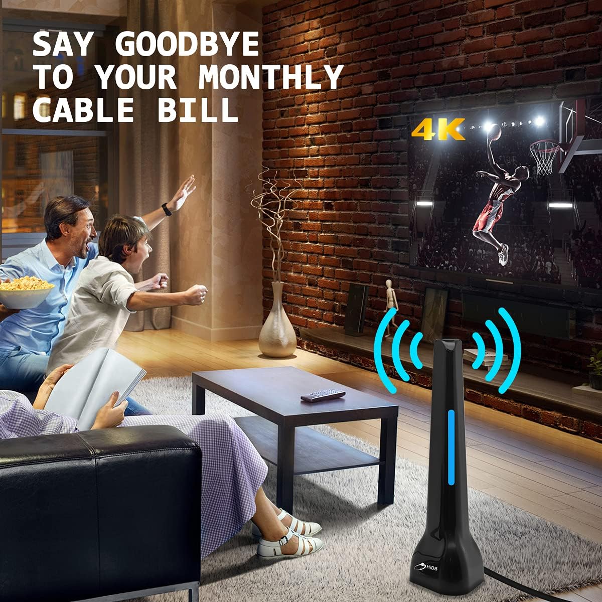 TV Antenna, 120 Miles Long Range HD Digital TV Antenna Support 4K 1080P Local TV Channels - for HD Smart TV Fire Stick and All Old TV's - 10ft Coax Cable image 4 of 8 B08LCSF136