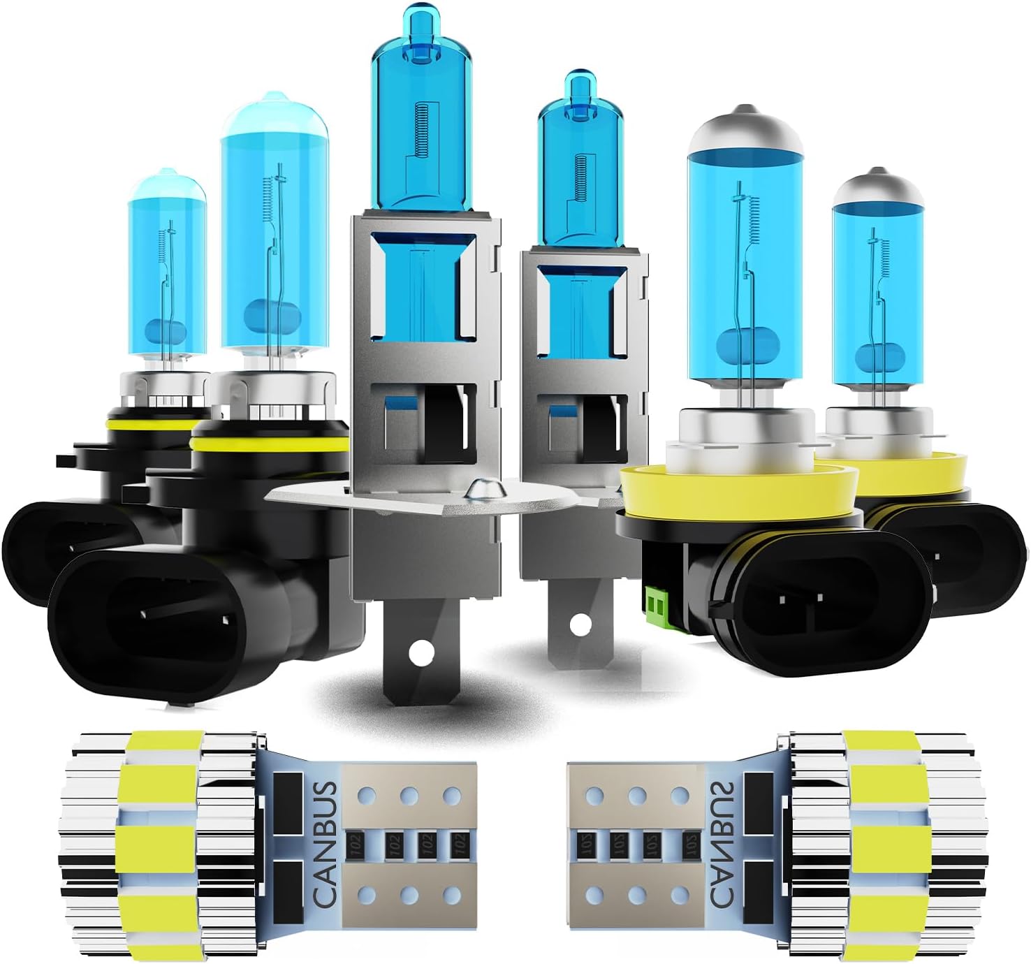 Headlight Bulbs Fit For Nissan Altima 2007-2018, 300% Ultra Brighter Halogen Headlight Bulb And License Plate Lights Combo, H11 H11 H11 High Low Beam Fog Lights, 6500k White Light, Pack of 8