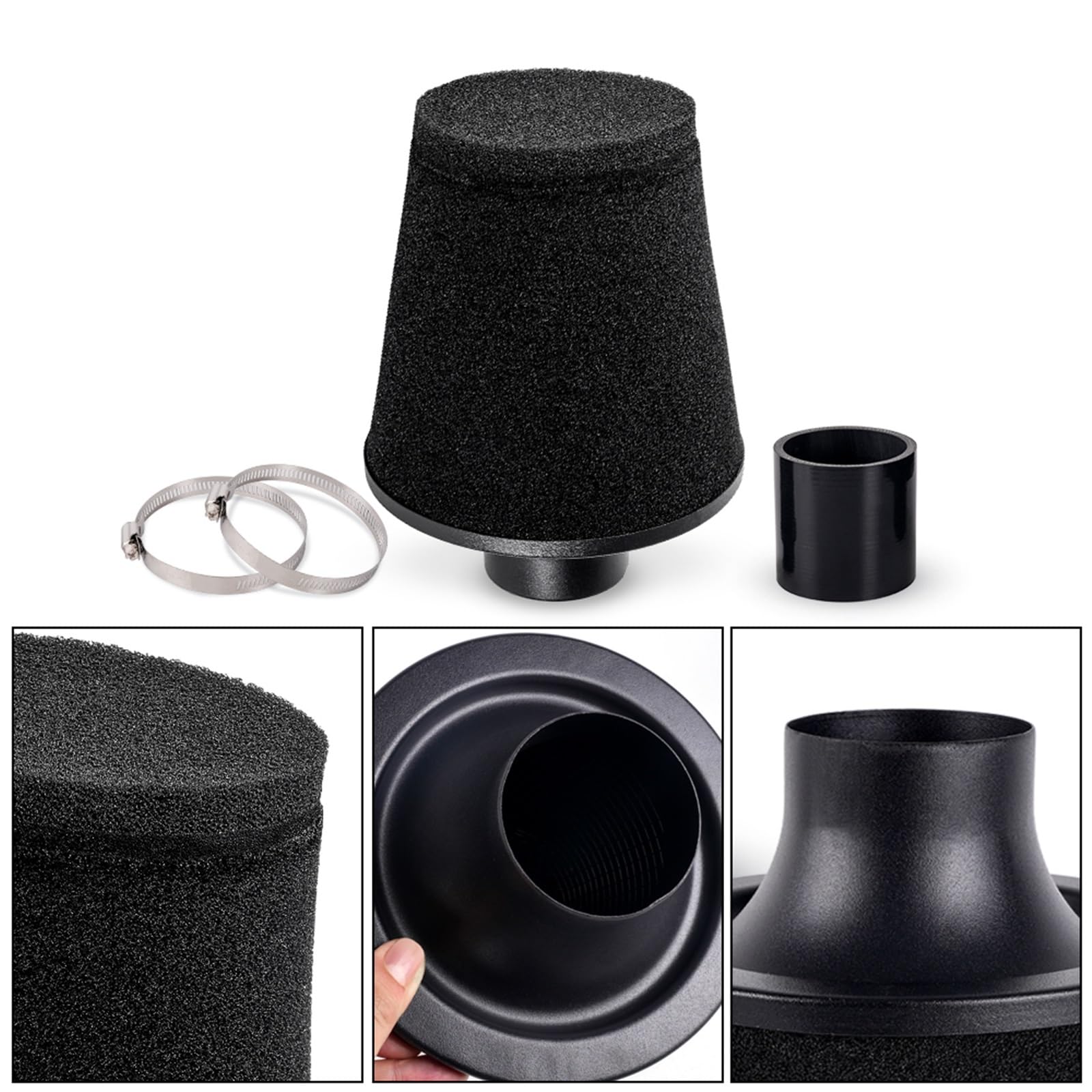 Zestaw dolotowy powietrza Pasuje do VW Golf MK4 GTI, pasuje Audi A3 1.8T, części modyfikacji samochodu OFI140-BK, zestaw dolotu powietrza, filtr(Air Filter 76mm)
