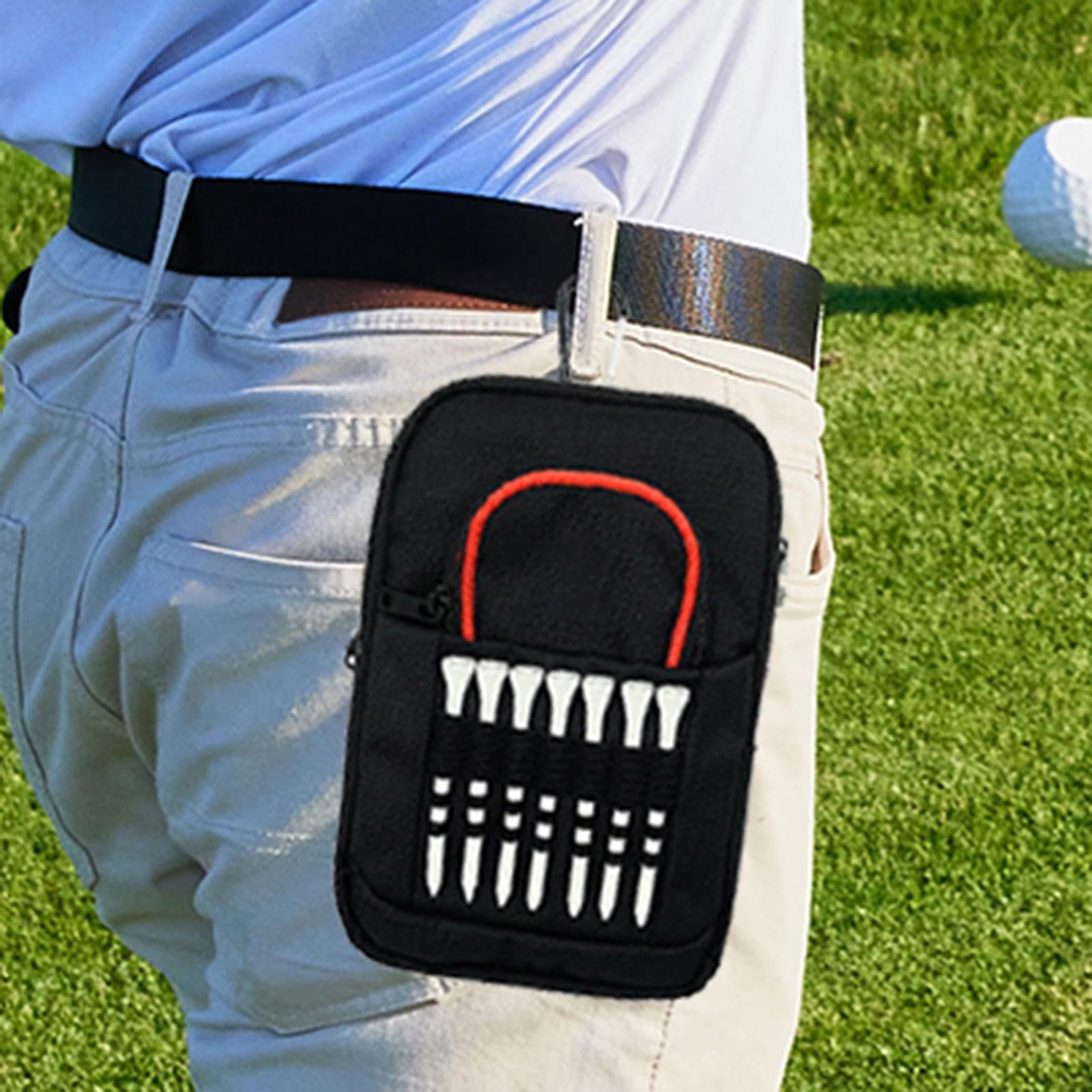 Golf-Tee-Organizer | Golf-Zubehörhalter mit Clip | Golfte-Tasche mit mehreren Fächern | kompakte Golfball- und Tee-Organizer-Tasche | funktionale Aufbewahrungslösung für Golfer