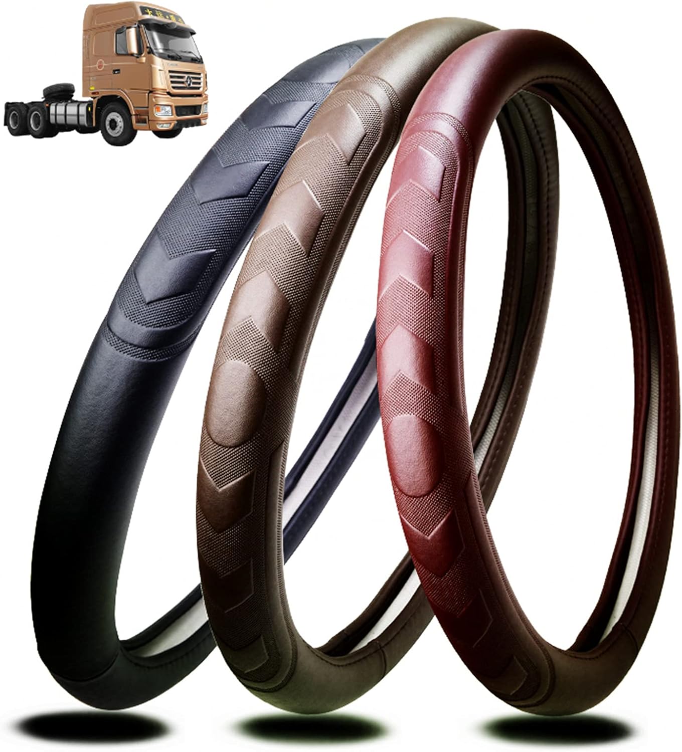 Amazon トラック用 ハンドルカバー バス用 サイズに広い選択肢 本革 グリップ感上等 滑り防止 装着簡単 耐久 ドレスアップ